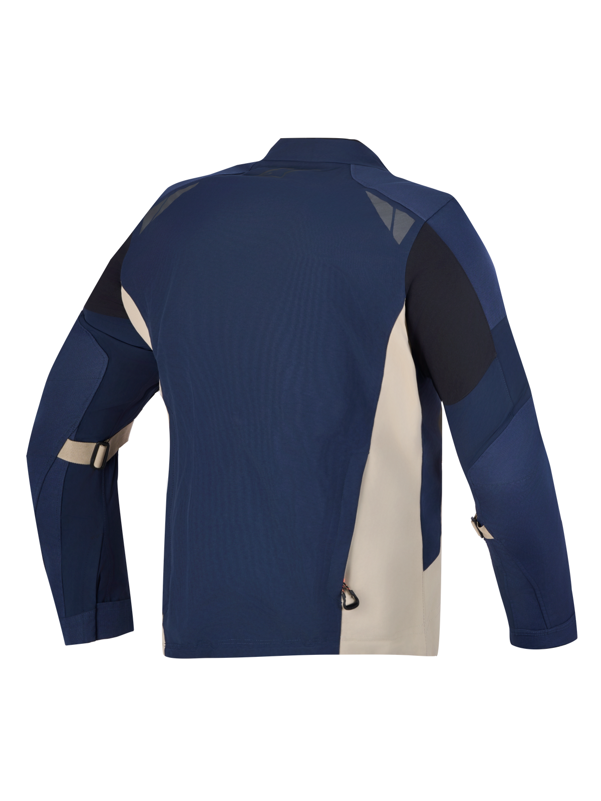 Alpinestars Arenis GORE-TEX Veste, veste de moto adventure touring, bleu marine et gris aluminium, vue de dos montrant le tissu stretch et les détails réfléchissants