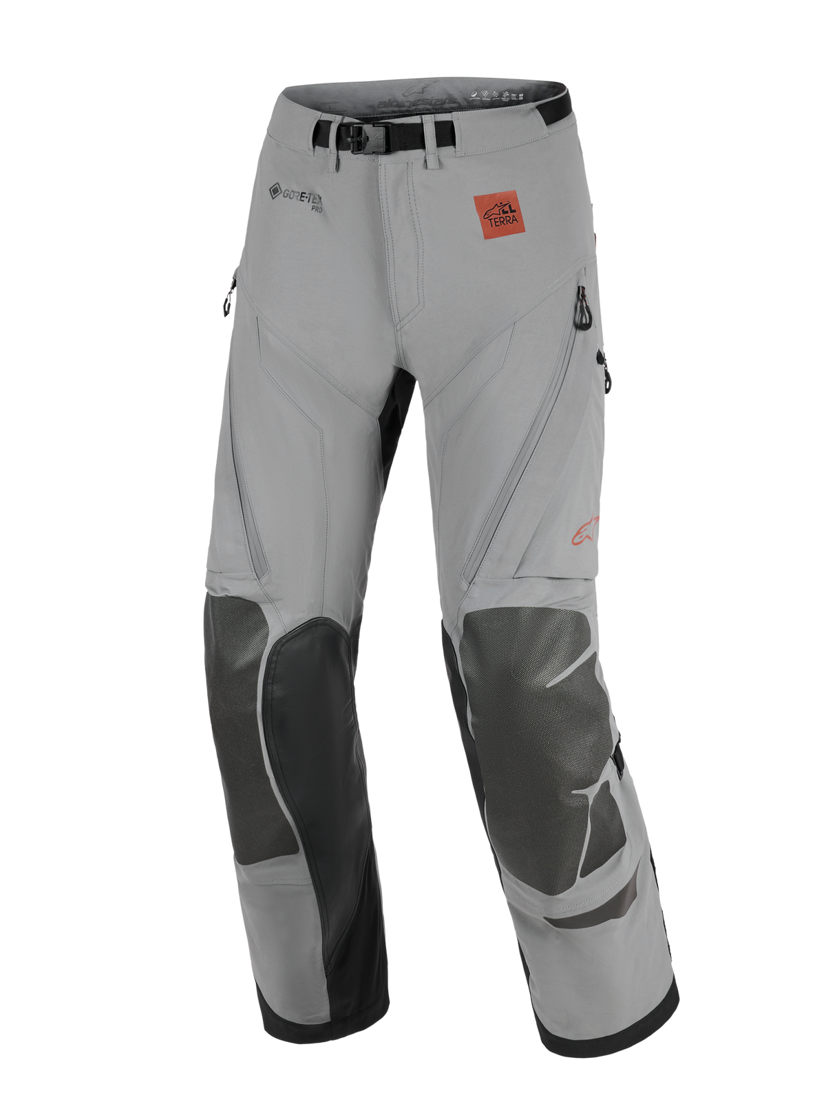 Alpinestars Nazca 3L GORE-TEX PRO Hose, Adventure-Motorradhose, Dunkelgrau und Schwarz, mit verstärkten Knieeinsätzen, GORE-TEX PRO Branding und All Terra Logo, technisches Design für Offroad und Touren