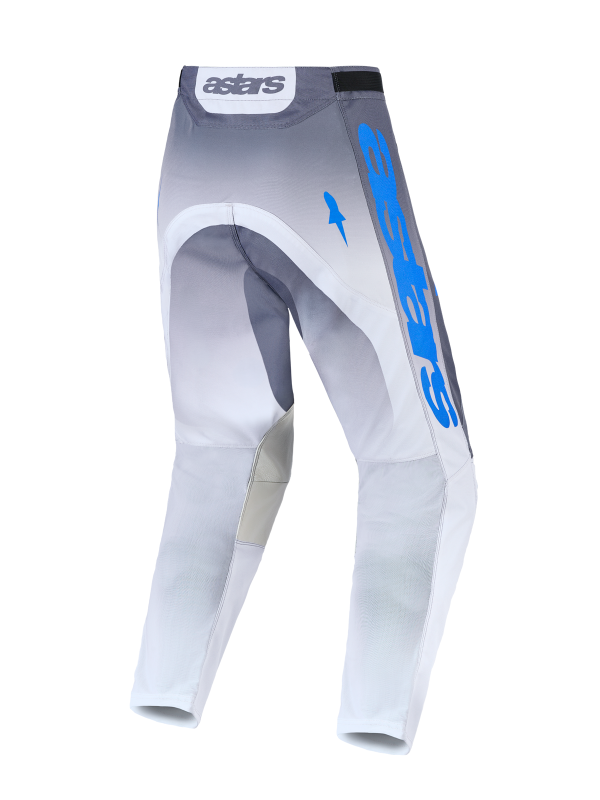 Alpinestars Racer Amber, pantalon de motocross pour homme, gris et bleu UCLA, poly-tissu 600D, vue de dos.