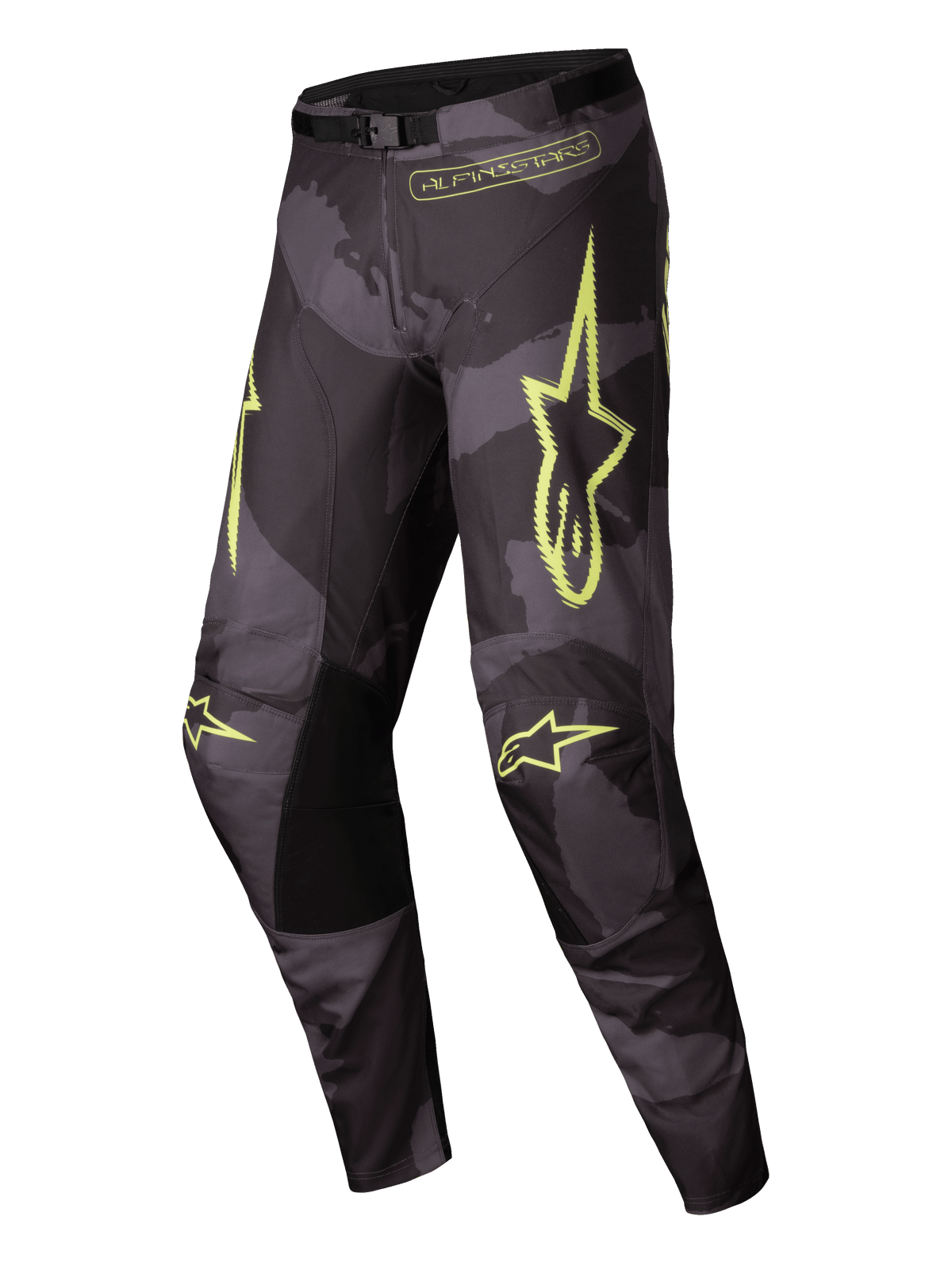 Alpinestars 2025 Racer Hollow Hose, Motocross-Hose, Dunkelgrau und Gelb Fluo, ergonomische vorgeformte Konstruktion, feuchtigkeitsableitende Offroad-Ausrüstung