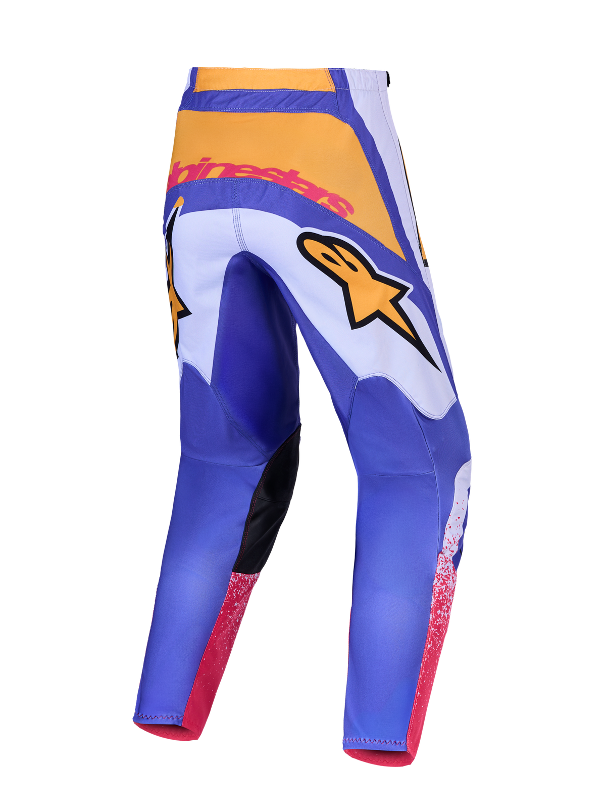 Alpinestars Fluid Drag, pantalon de motocross pour homme, bleu et doré, en poly-tissu 600D, vue de dos