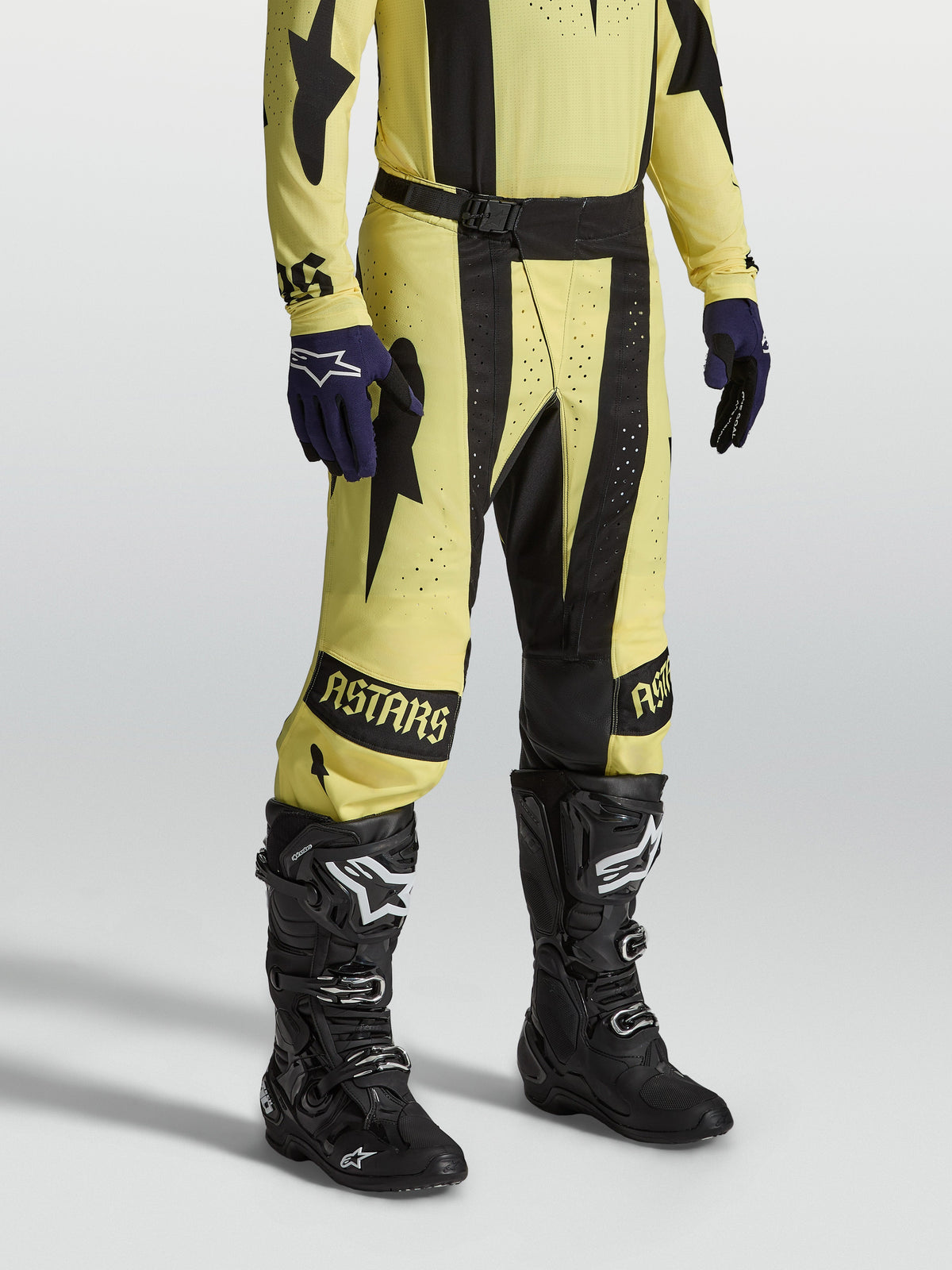 Alpinestars Pantalon Techstar Atrox, pantalon de motocross jaune et noir en ripstop extensible avec boucle magnétique SX2
