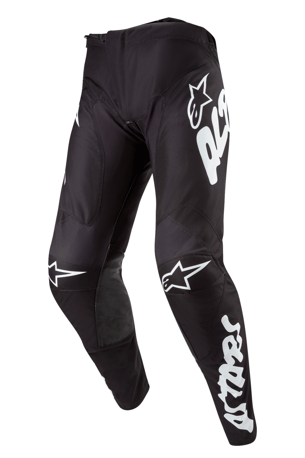 Alpinestars 2024 Racer Hana Hose, Motocross-Hose, Schwarz und Weiß, Ergonomisches Design mit vorgeformten Beinen, Knieinnenseiten aus Leder, Strapazierfähige Offroad-Bekleidung