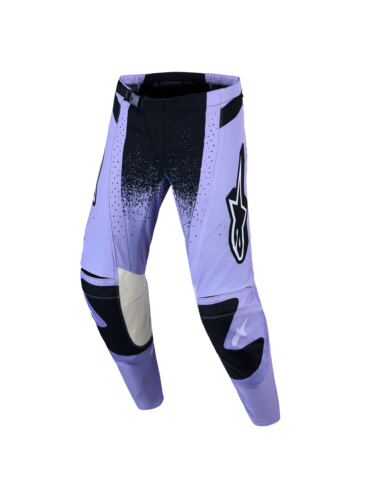 Alpinestars Stella Techstar Swan, pantalon de motocross pour femme, violet et noir, perforations laser et boucle SX2, équipement tout-terrain performant