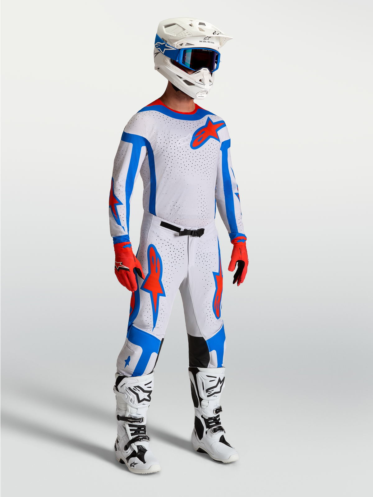 Alpinestars Supertech Vesta Gear Set, ensemble de motocross pour homme, lilas clair et rouge cardinal, en maille extensible.