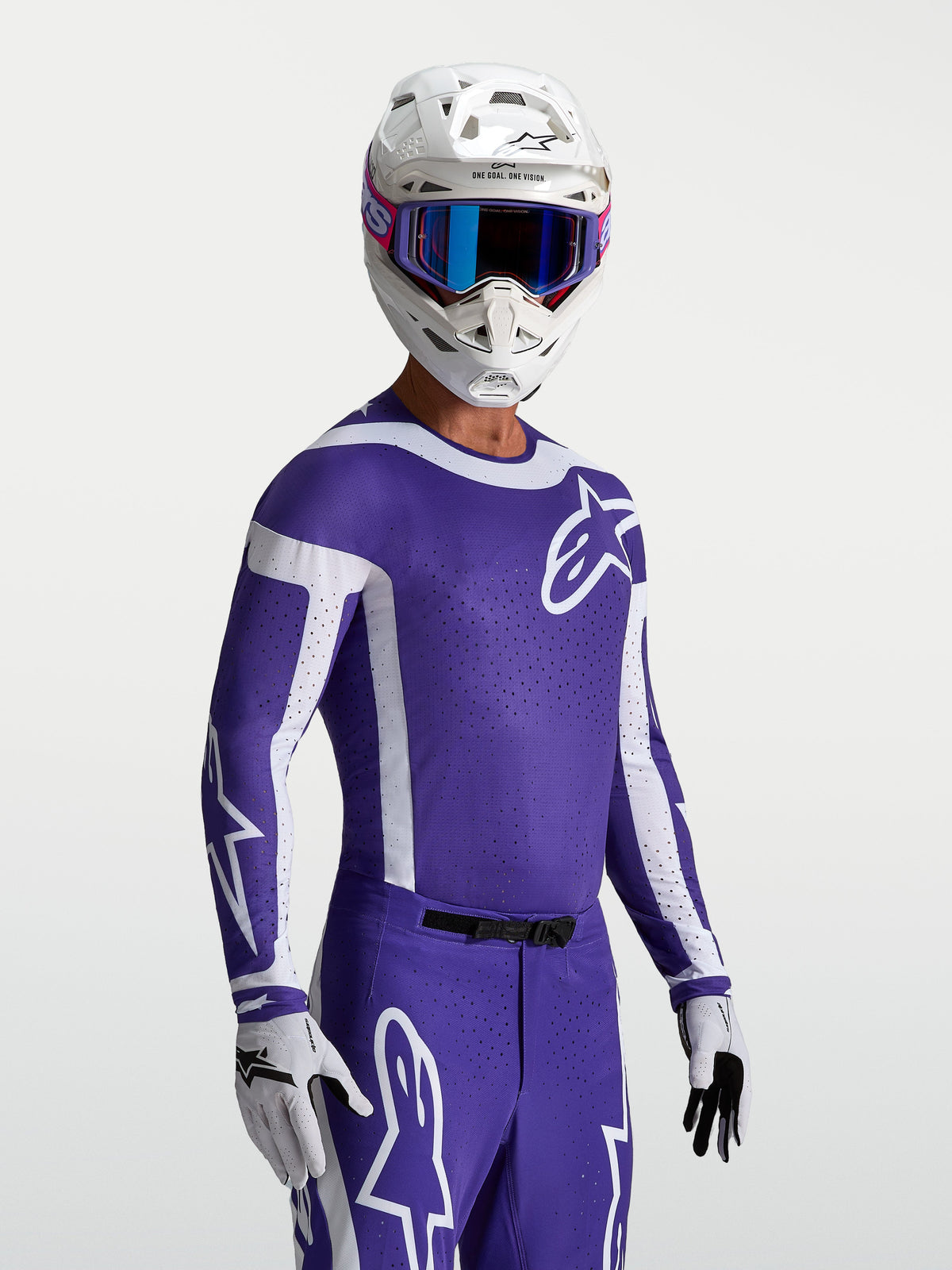 Alpinestars Supertech Vesta Trikot, Motocross-Jersey für Herren, Dunkelblau und Weiß, athletische Rennpassform mit Belüftung.