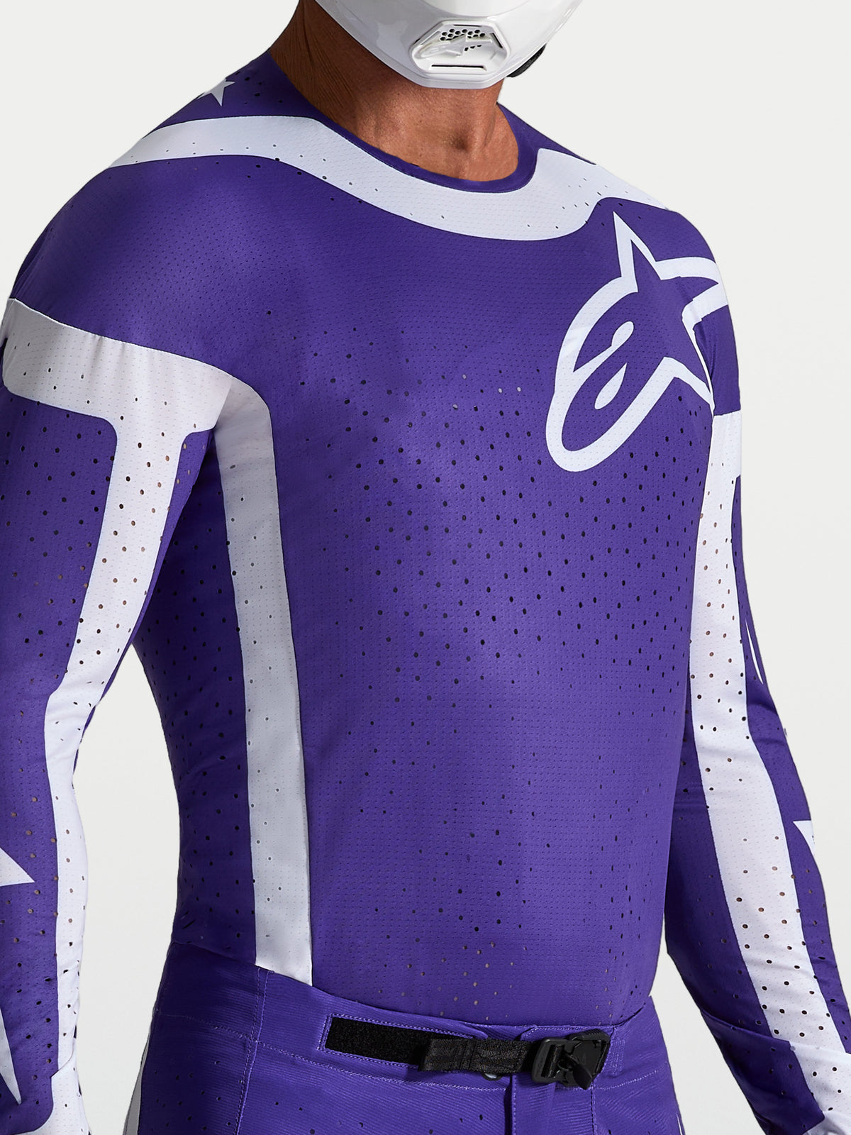 Alpinestars maillot Supertech Vesta, haut de motocross pour homme, bleu foncé et blanc, maille perforée au laser