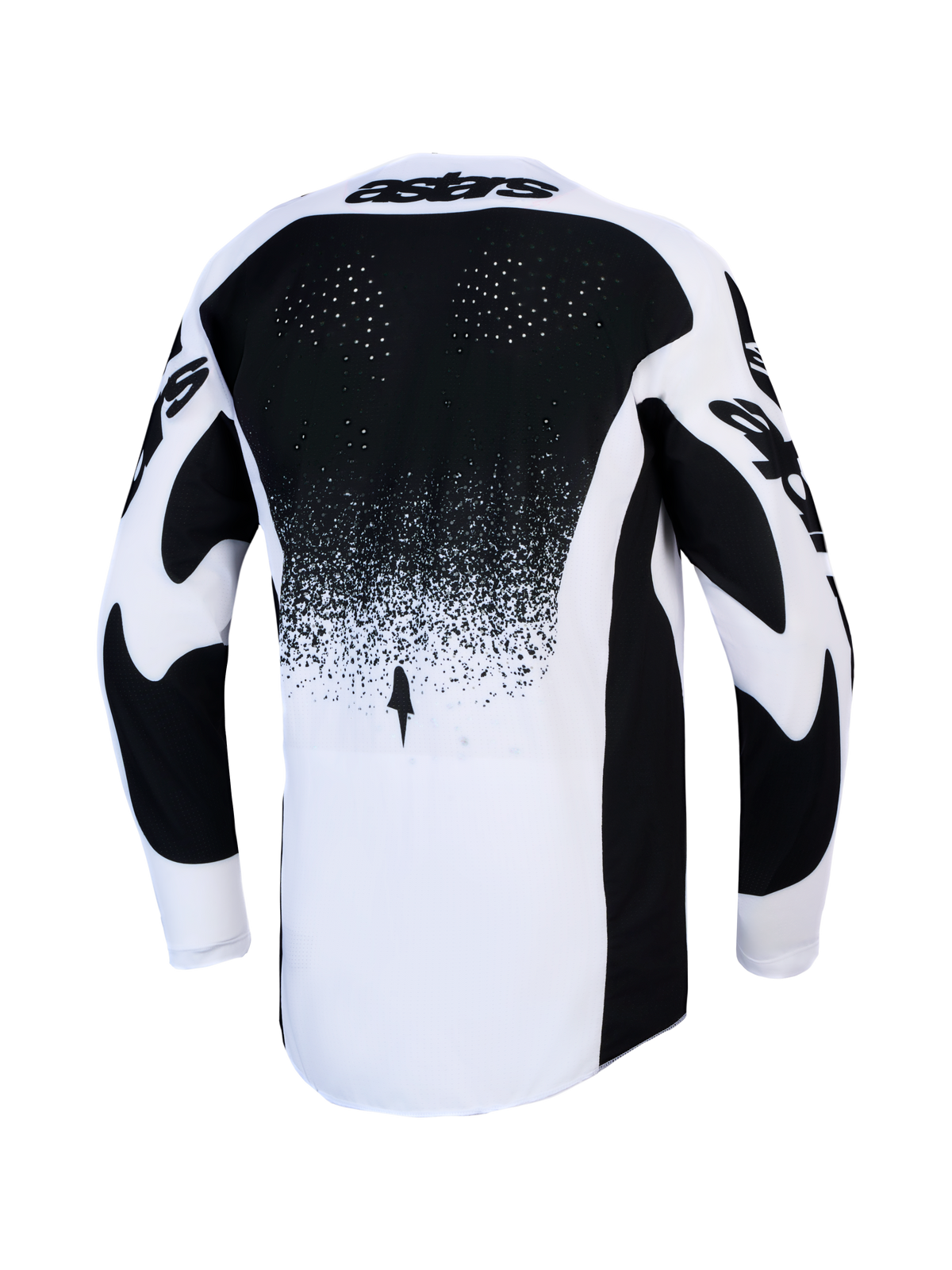 Alpinestars Techstar Swan Jersey, Men's Motocross Racing Jersey in Black and White with back ventilation and extended hem.