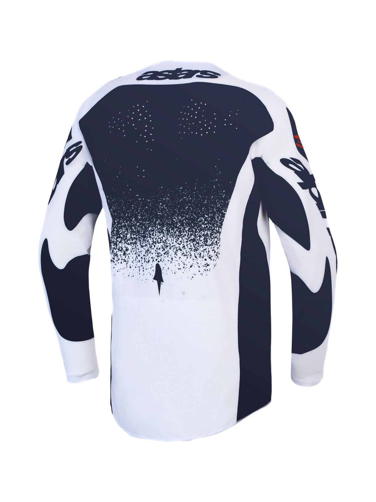 Maillot Techstar Swan, haut de motocross homme, blanc et gris foncé, vue de dos avec perforations laser, coupe athlétique