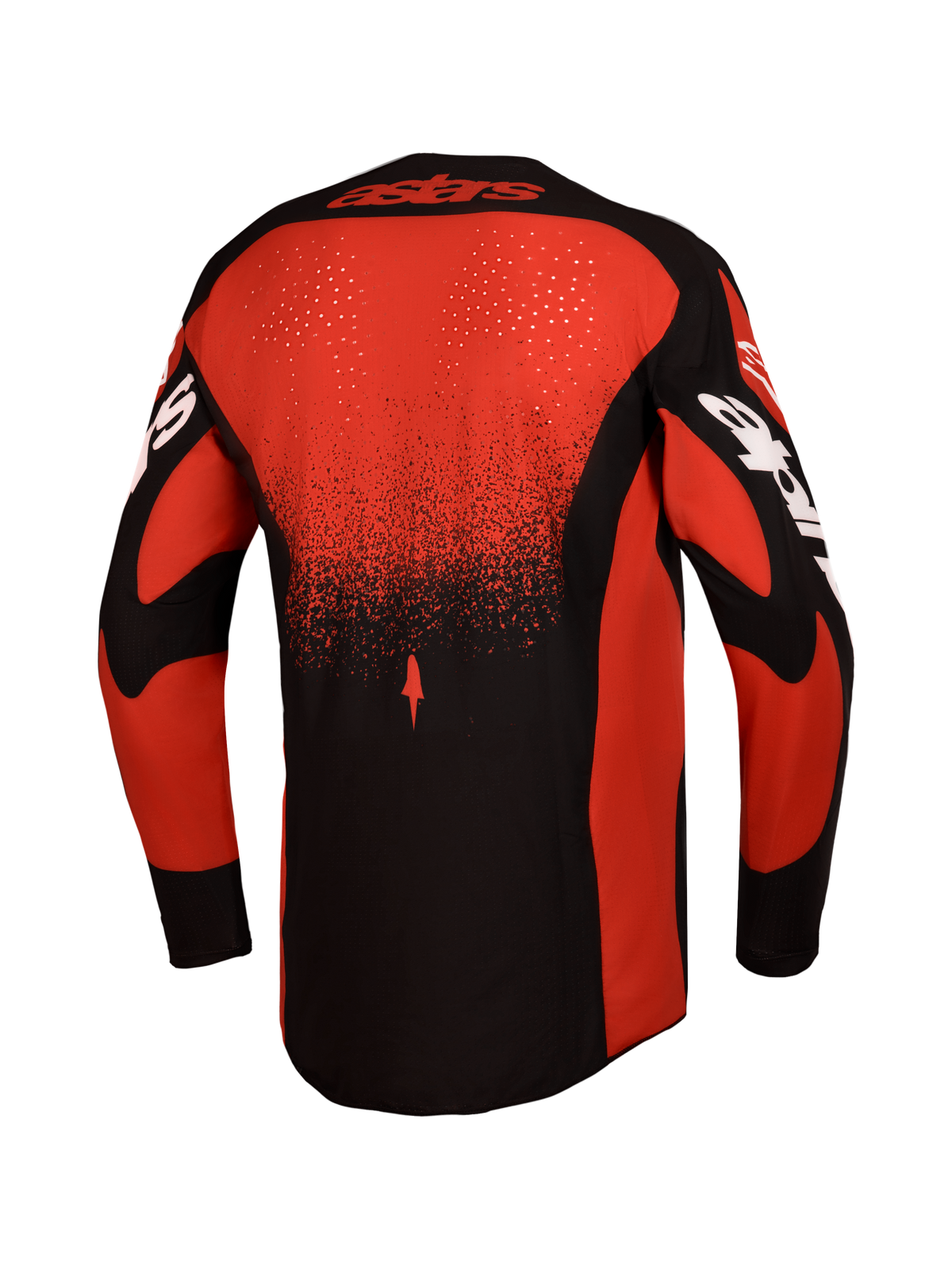 Maillot Alpinestars Techstar Swan pour homme, rouge et noir, vue de dos avec perforations laser pour la ventilation.