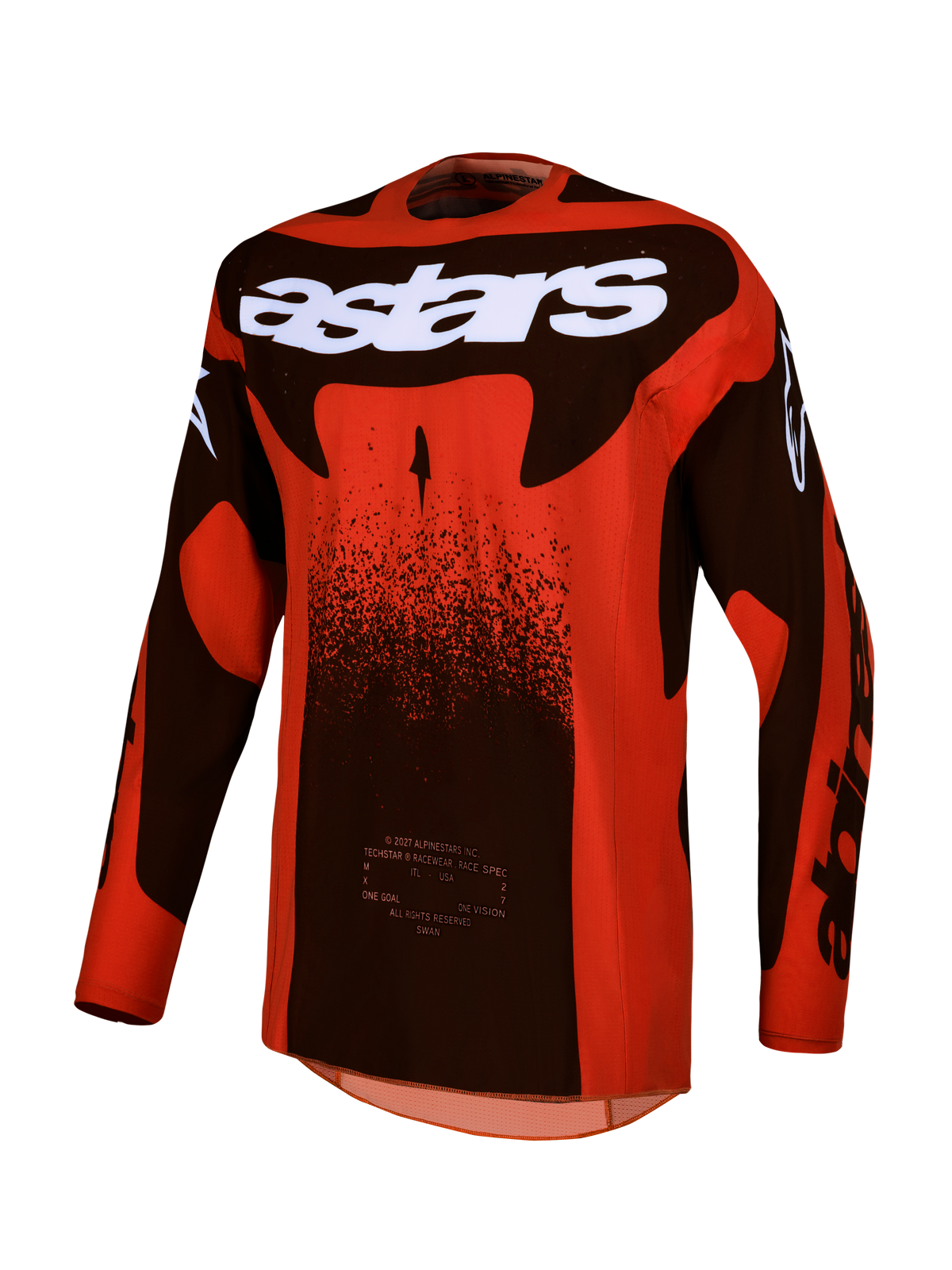 Alpinestars maillot Techstar Swan, maillot de motocross homme, rouge cardinal et noir, tissu extensible haute performance.