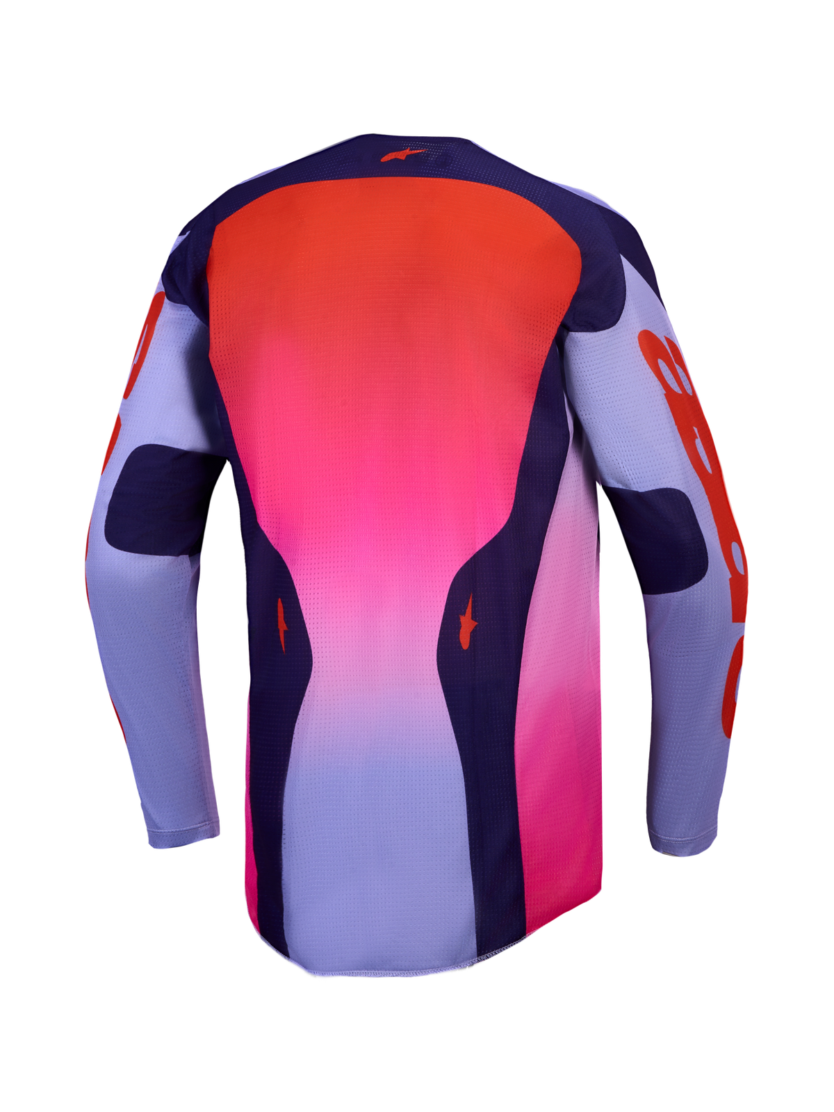 Alpinestars Maillot Racer Air Hunt, maillot de motocross pour homme, vue de dos, violet et rose fluo, mesh respirant intégral