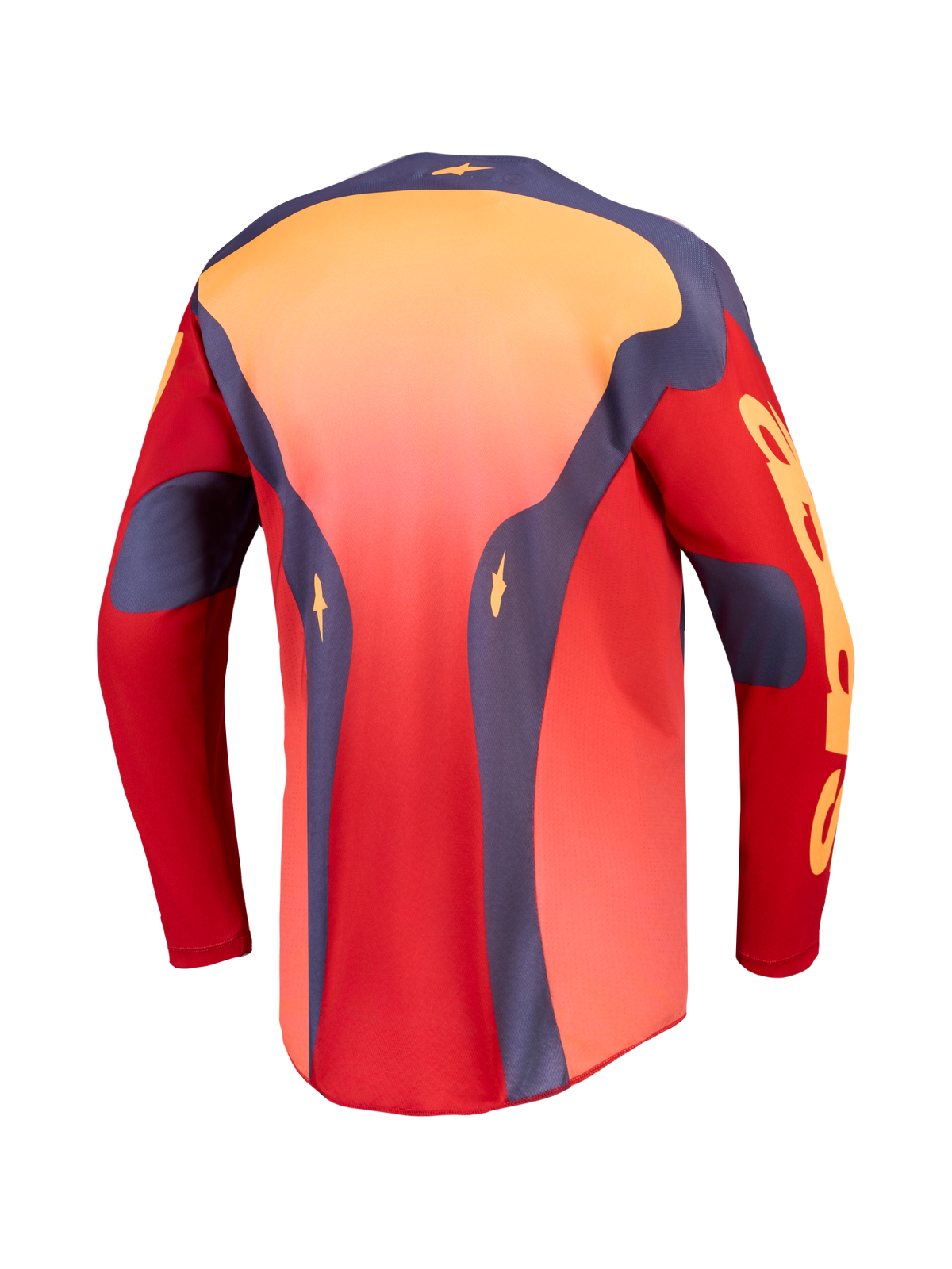 Maillot Alpinestars Racer Hunt, maillot de motocross pour homme rouge et gris, ourlet arrière allongé et coupe sport.