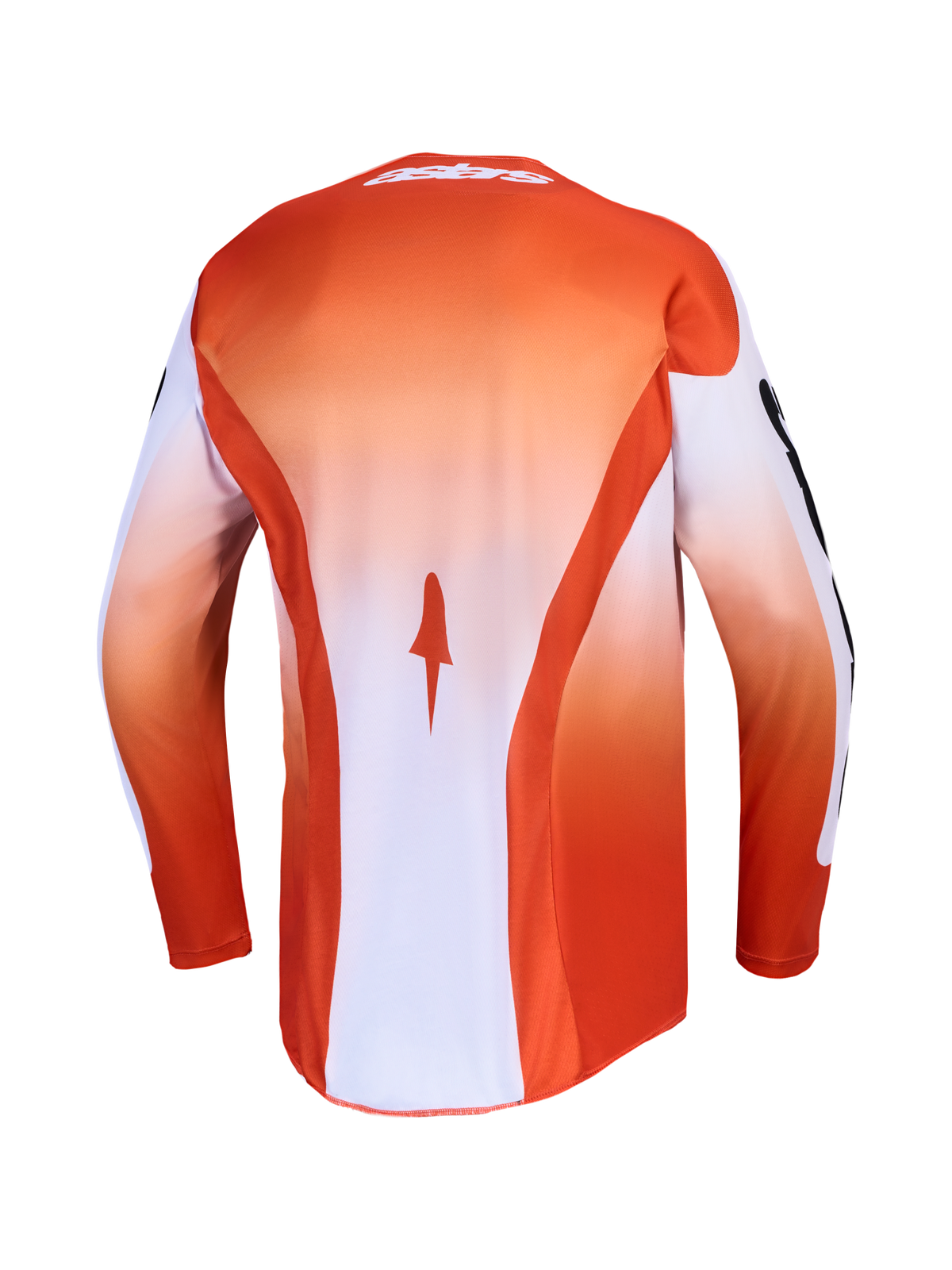 Maillot Alpinestars Racer Amber, maillot de motocross homme rouge et blanc, respirant, ourlet arrière allongé, vue de dos.
