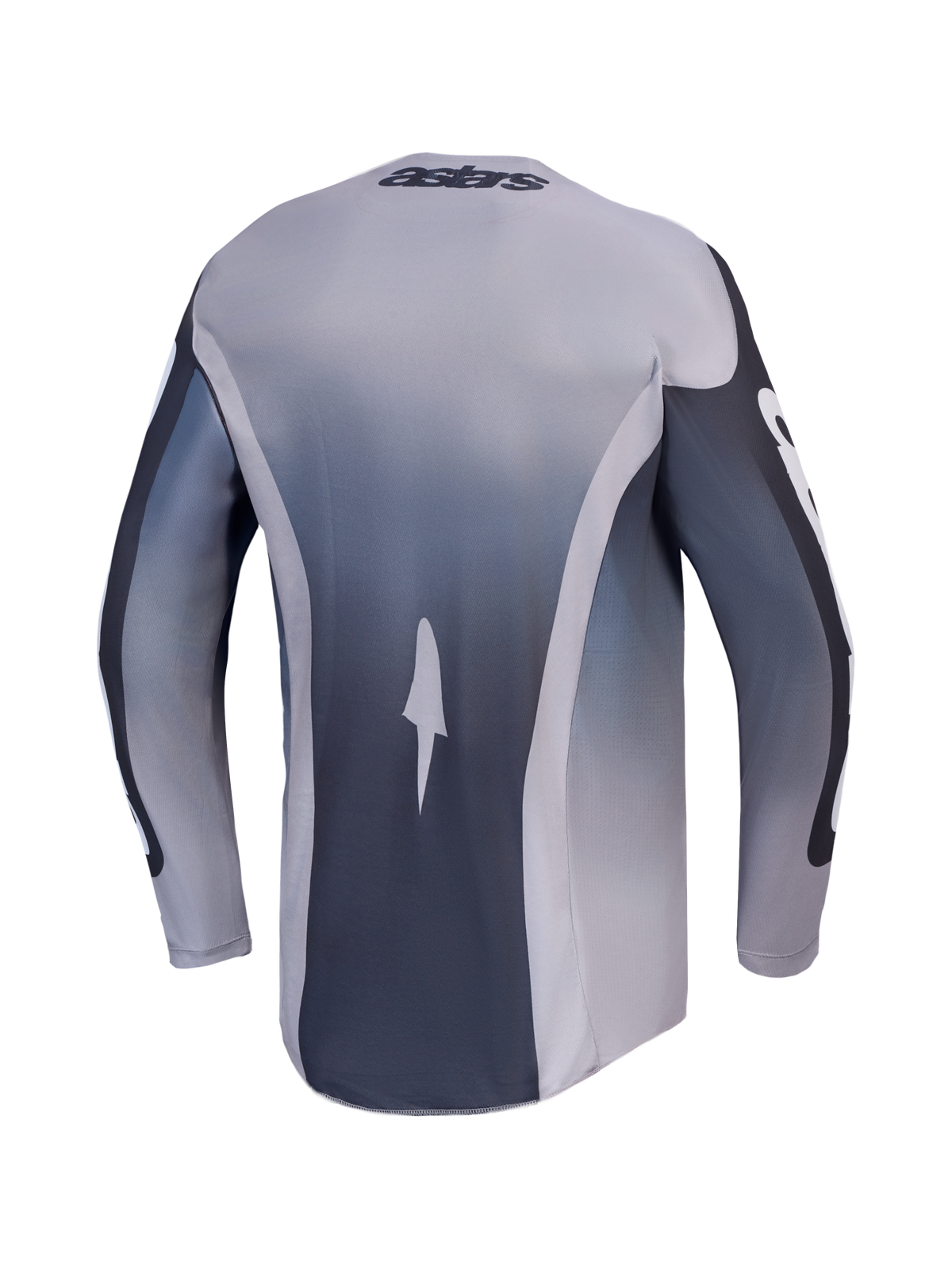 Alpinestars 2027 Racer Amber jersey, performance motocrosskleding, grijs en antraciet, achteraanzicht, vochtafvoerende stof.