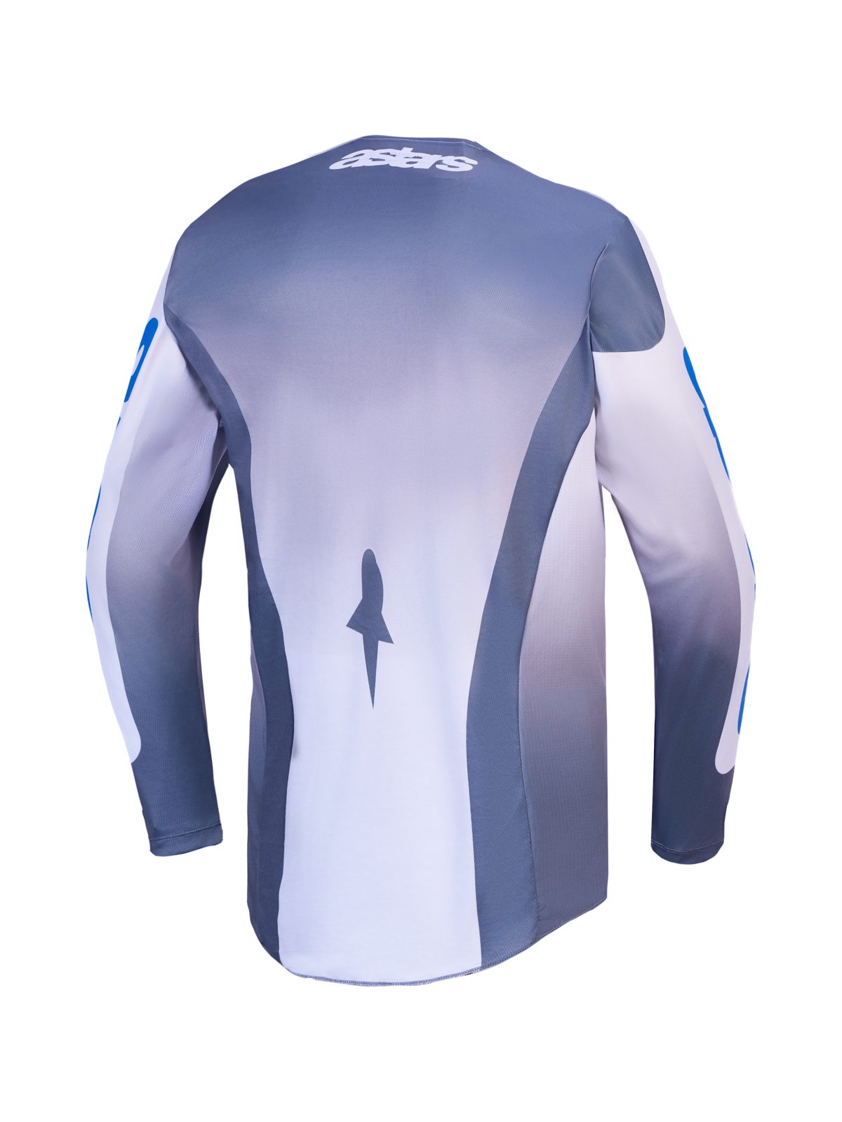 Alpinestars Maillot Racer Amber et Racer Amber Gear Set, maillot de motocross gris et bleu, homme, vue de dos avec maille.