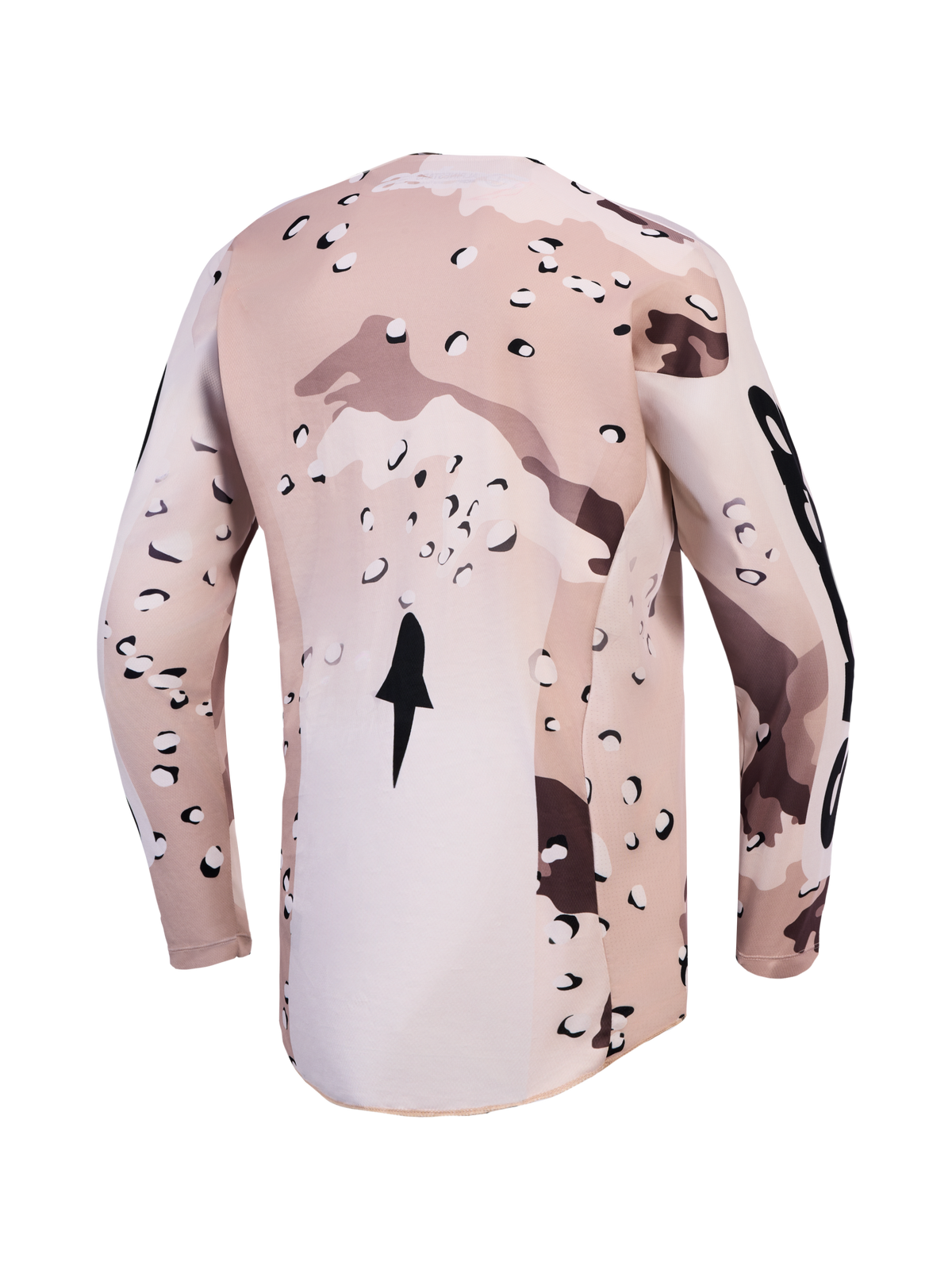 Alpinestars Racer Lone jersey, beige woestijncamouflage, achteraanzicht met vochtregulerende stof en verlengde achterzoom.