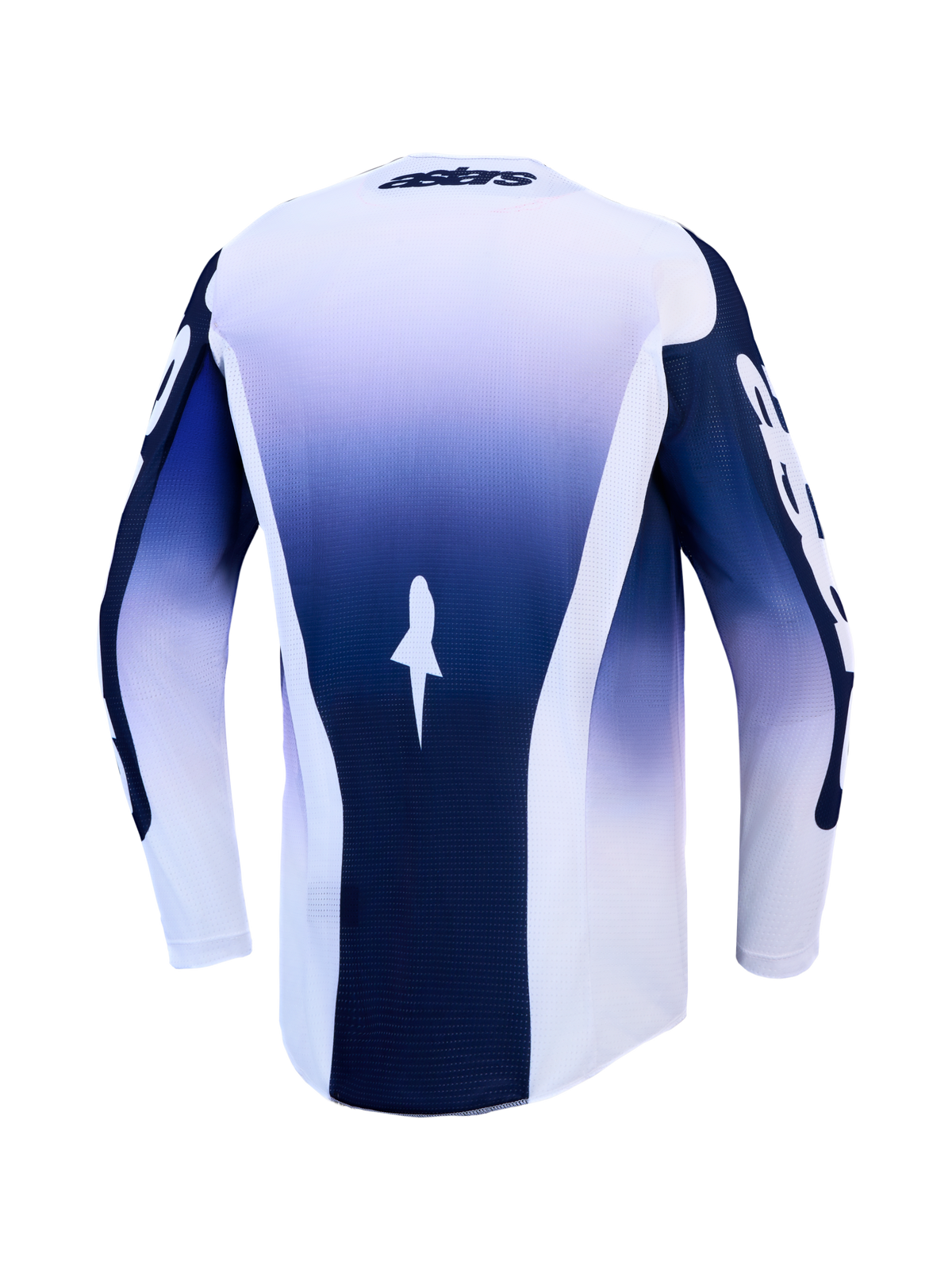 Maillot Alpinestars Racer Air Amber, haut de motocross dégradé bleu et blanc, mesh ventilé pour tout-terrain, vue arrière