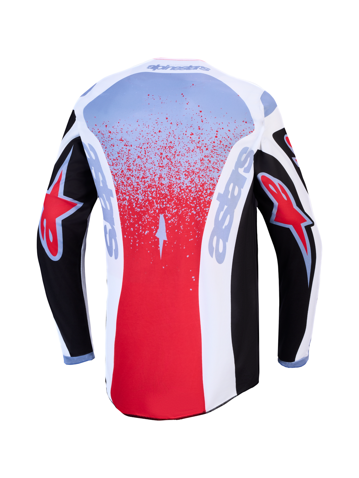 Alpinestars Fluid Drag, maillot de motocross pour homme, rouge, noir et blanc, vue arrière, tissu respirant