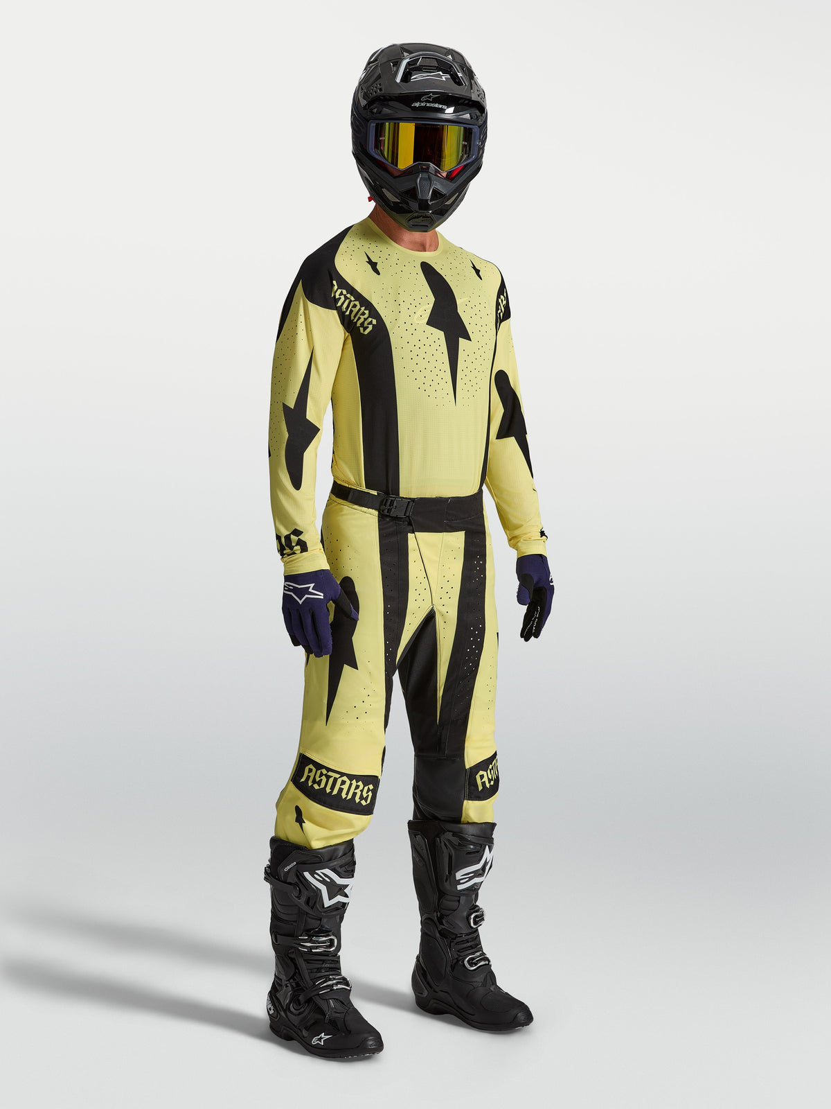 Maillot Alpinestars Techstar Atrox, maillot de motocross jaune et noir pour homme, coupe athlétique avec perforations laser