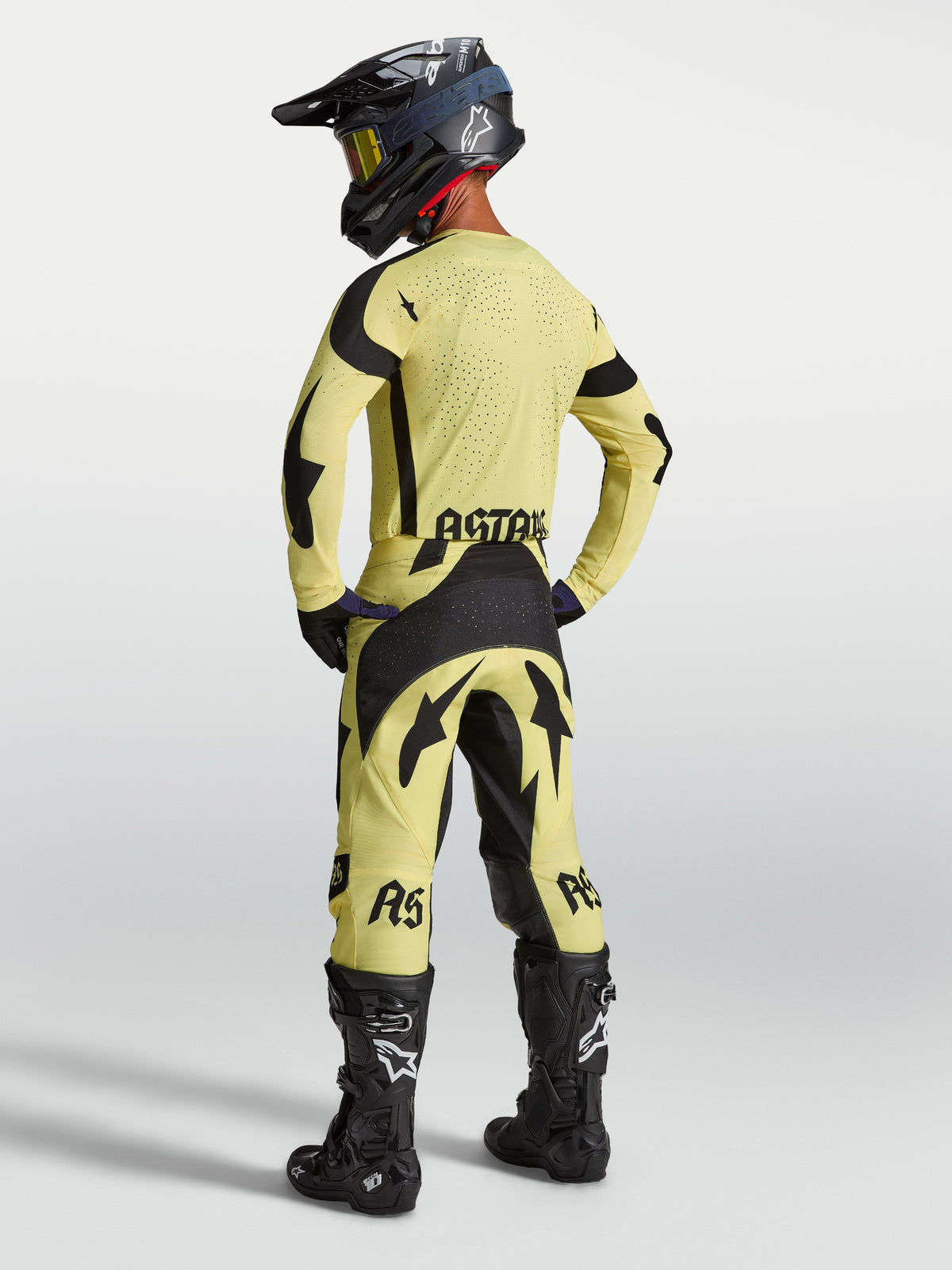 Maillot Techstar Atrox Alpinestars, maillot de motocross pour homme, jaune et noir, perforations laser, vue de dos