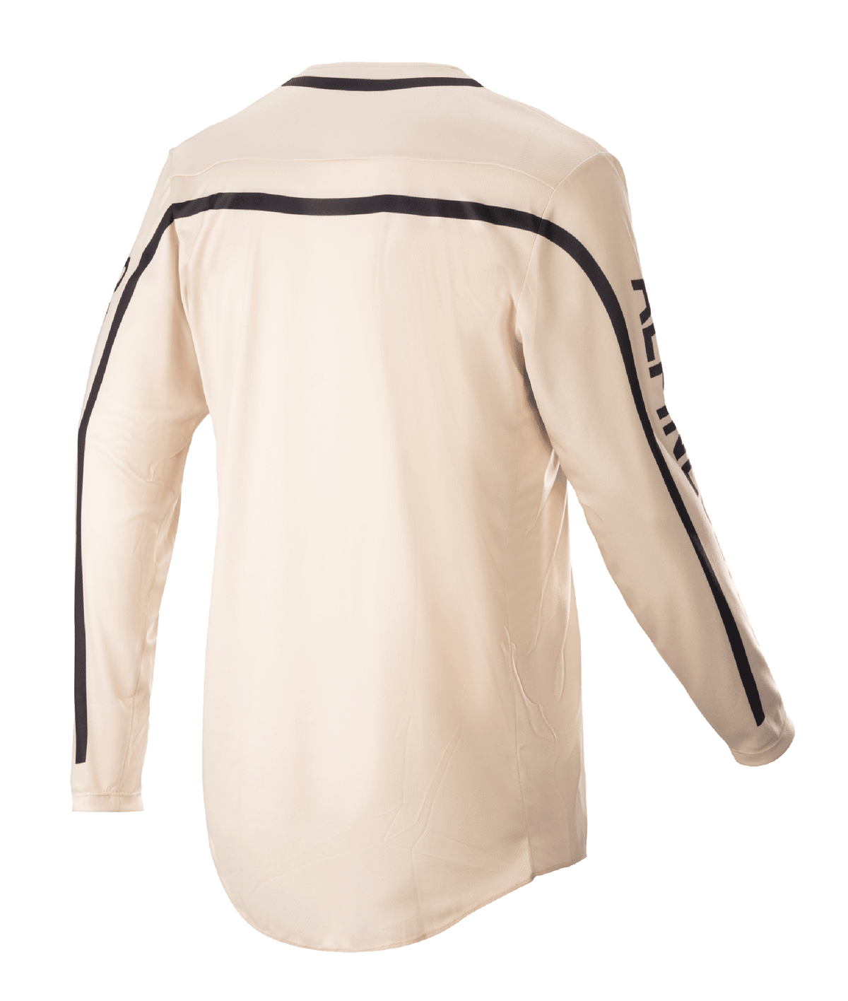 Alpinestars 2023 Racer Found Jersey, motocross jersey, Mountain (bruin), achteraanzicht, zwarte strepen over de schouders en langs de mouwen, ergonomische snit met een langere achterkant voor extra bedekking tijdens het rijden