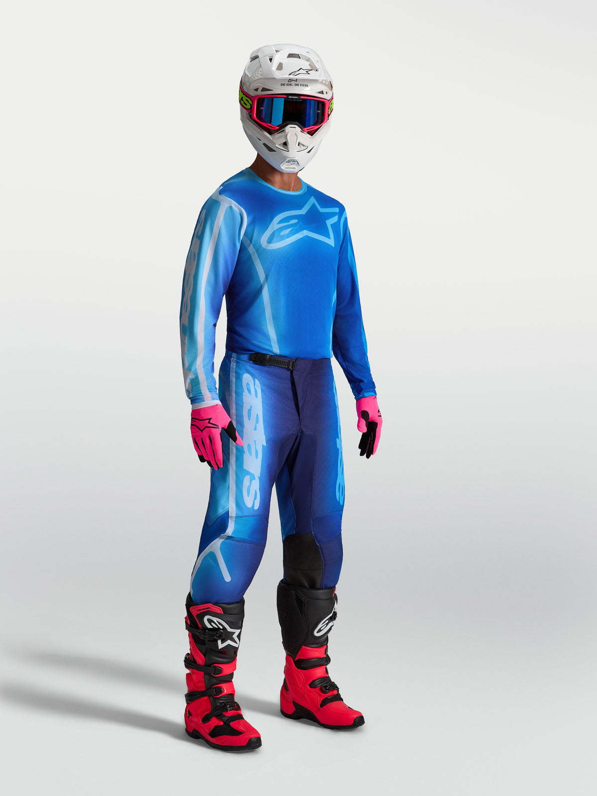 Alpinestars Maillot Fluid Kepler, maillot de motocross homme, bleu UCLA et bleu Blithe, coupe athlétique respirante