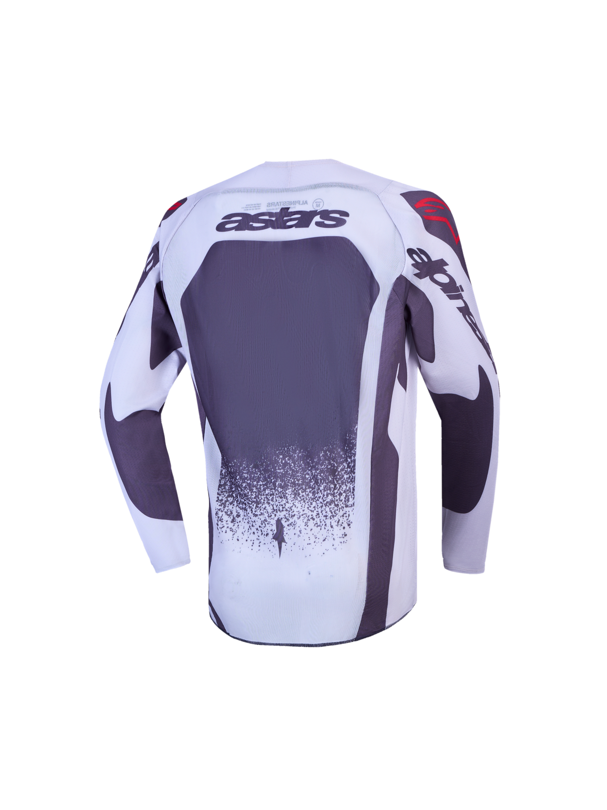 Maillot Alpinestars Junior Supertech Swan, maillot de motocross pour enfant, gris et blanc, vue de dos avec logo Astars et mesh respirant