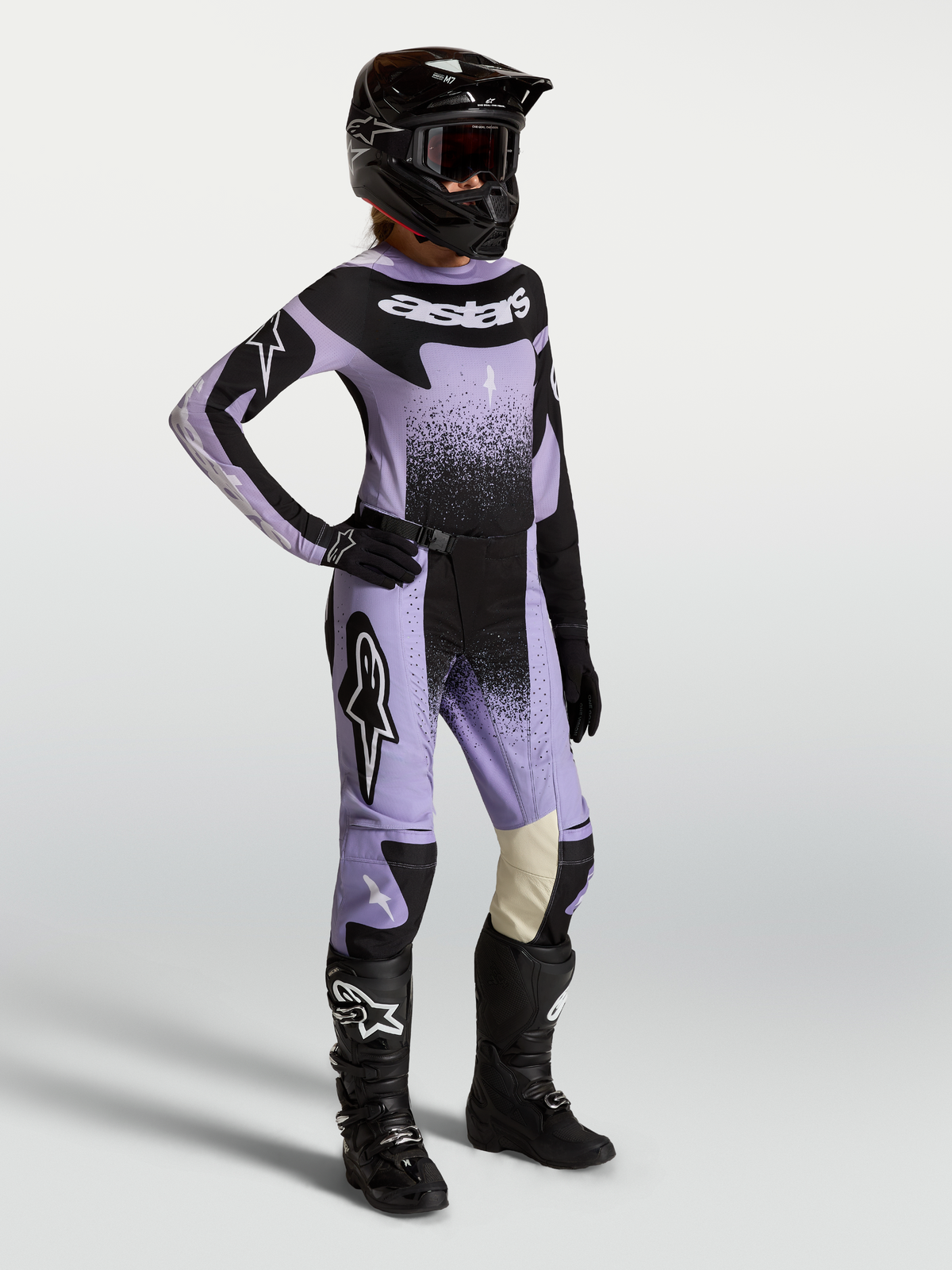 Alpinestars Stella Techstar Swan, pantalon de motocross femme, violet et noir, textile extensible pour le tout-terrain