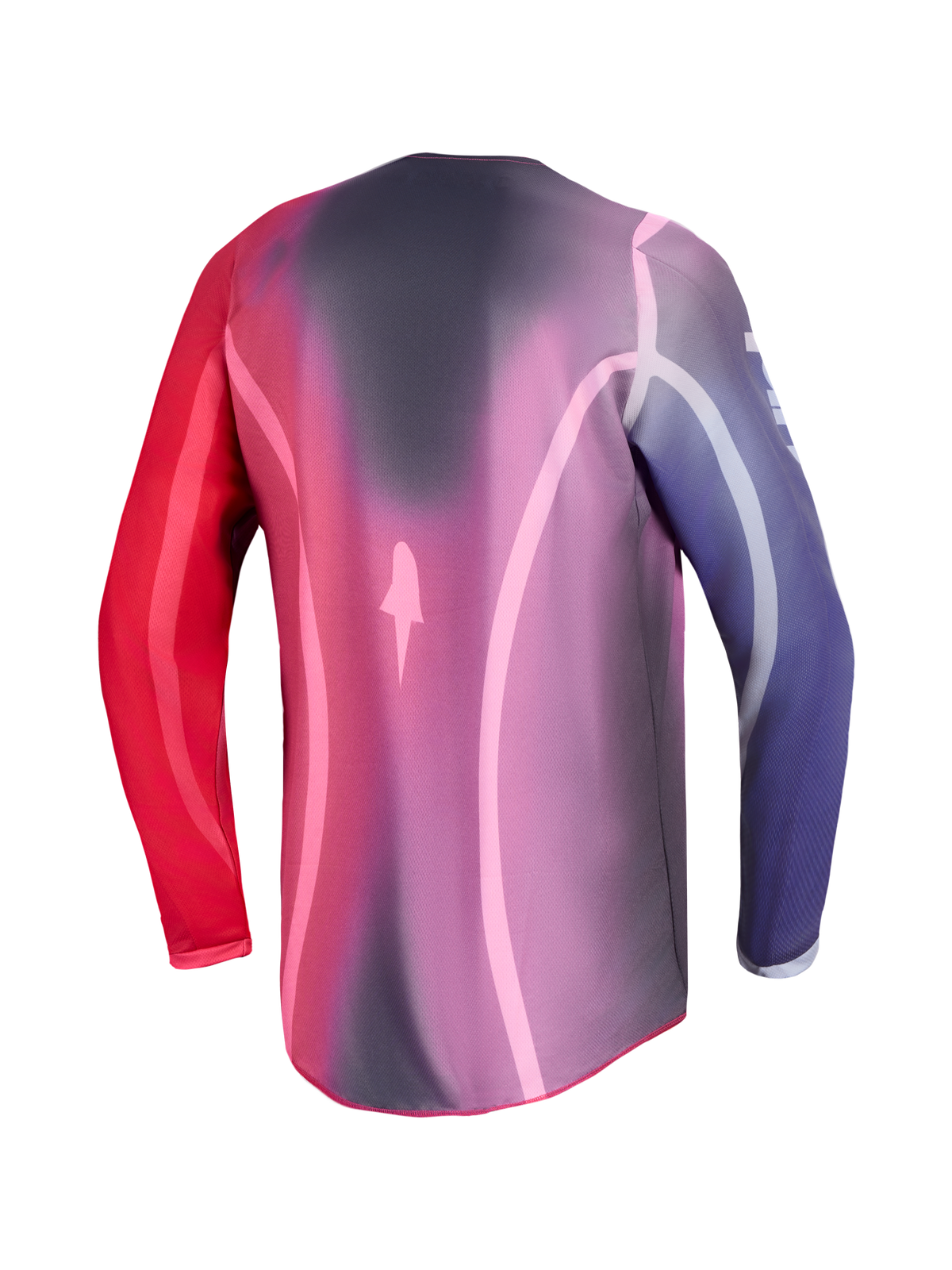 Alpinestars Maillot Stella Fluid Kepler, maillot de motocross pour femme, violet et rouge, avec pan arrière rallongé.