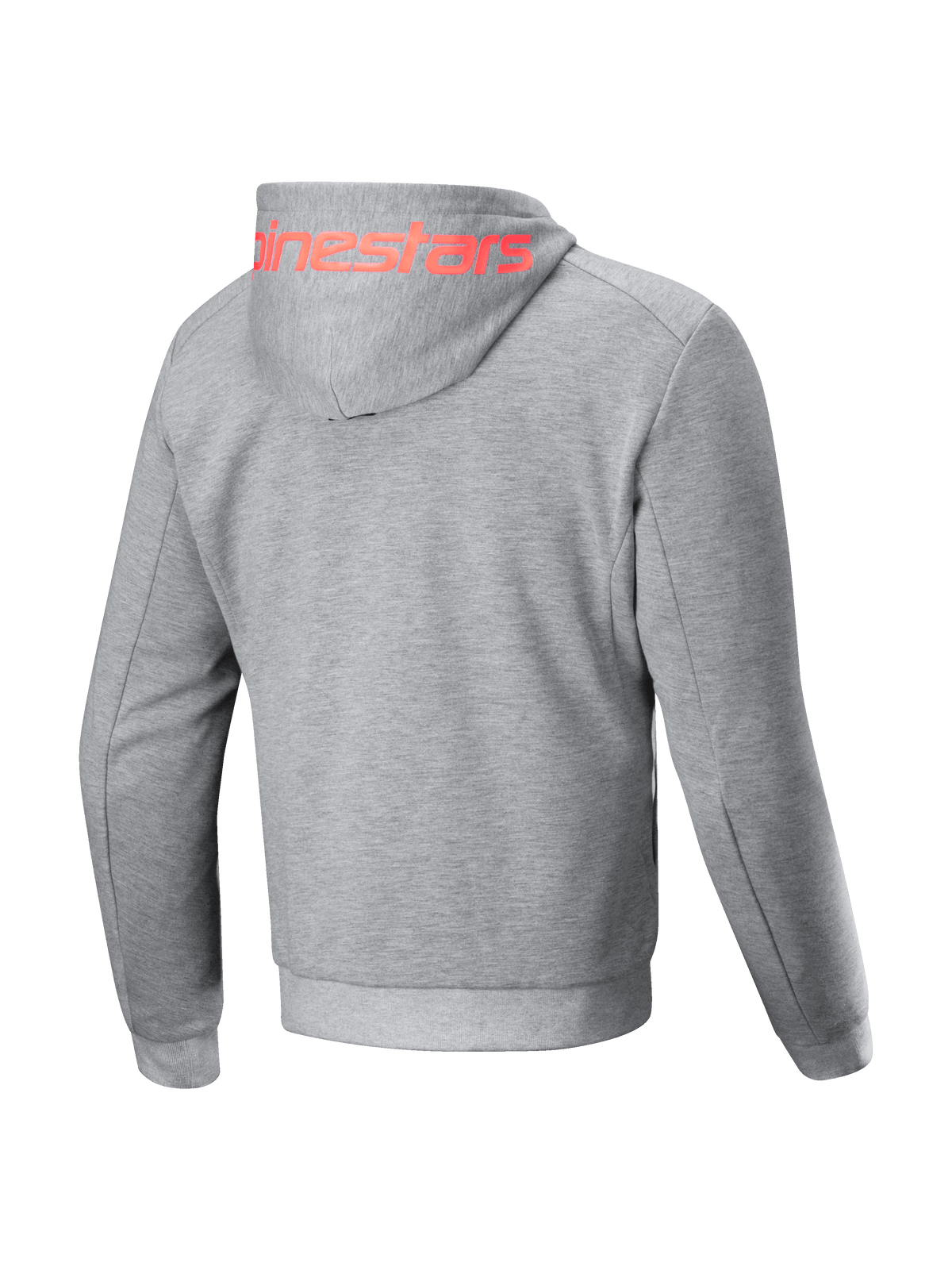 Alpinestars Chrome V2 Sport Hoodie, gray heather men's urban motorcycle jacket with red fluo logo and protective tech fleece.