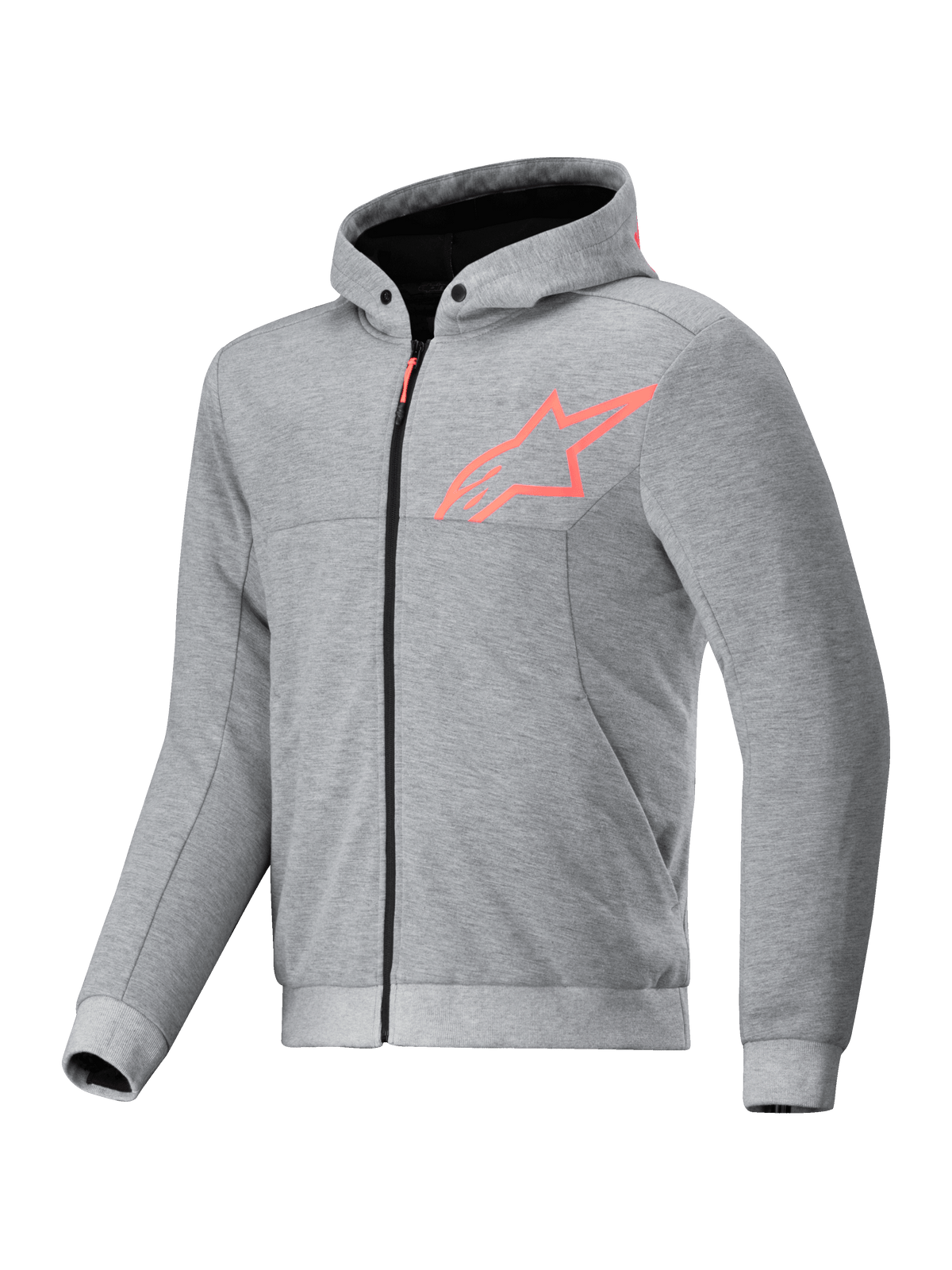 Alpinestars Chrome V2 Sport Hoodie, gray and red fluo textile motorcycle jacket for urban riding, Tech-Air Ready.
