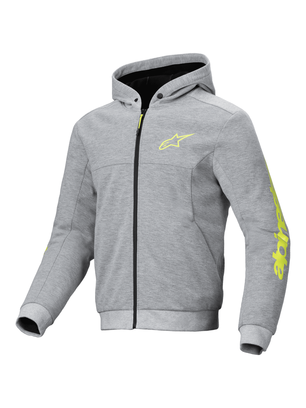 Alpinestars sweat à capuche Sport Chrome V2, sweat de moto urbain homme, gris et jaune fluo, polaire technique, certifié CE