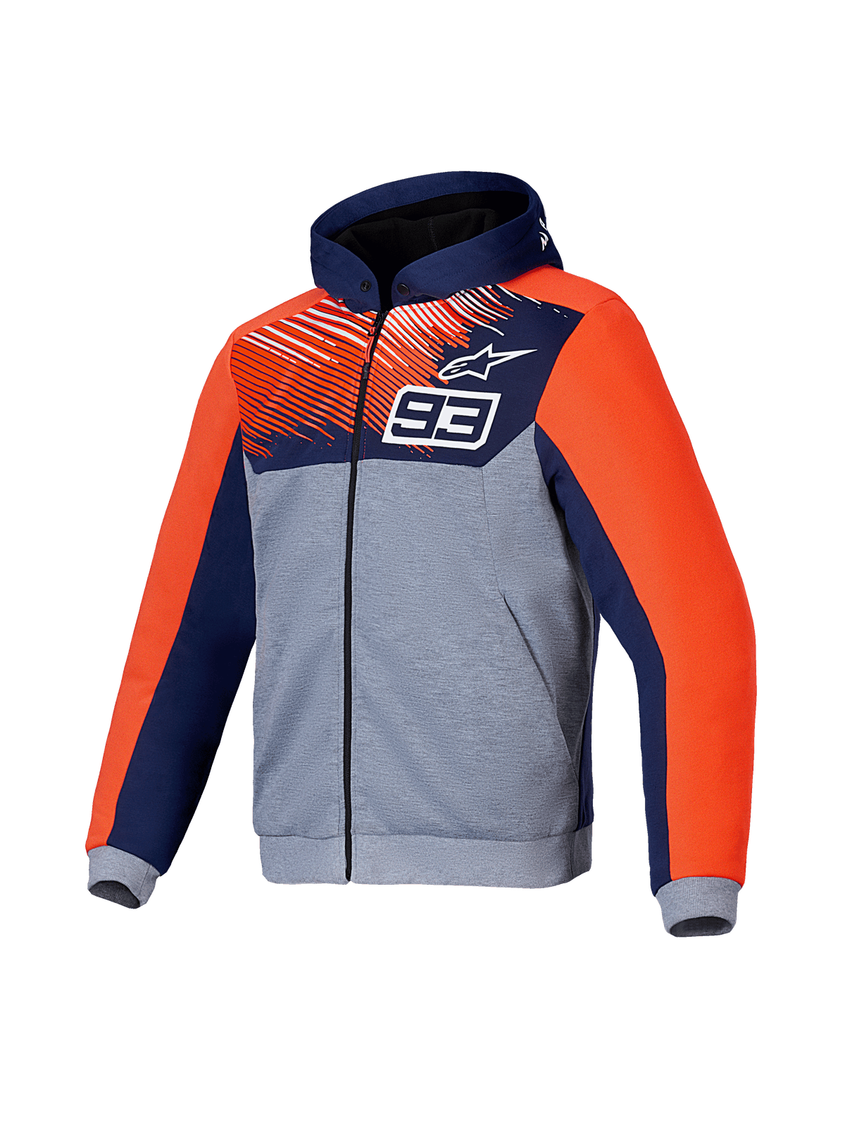 Alpinestars MM93 Chrome V2 Sport Hoodie, CE-gecertificeerde motorhoodie met aramidische versterkingen en Nucleon Flex Plus-bescherming, blauw, grijs en rood