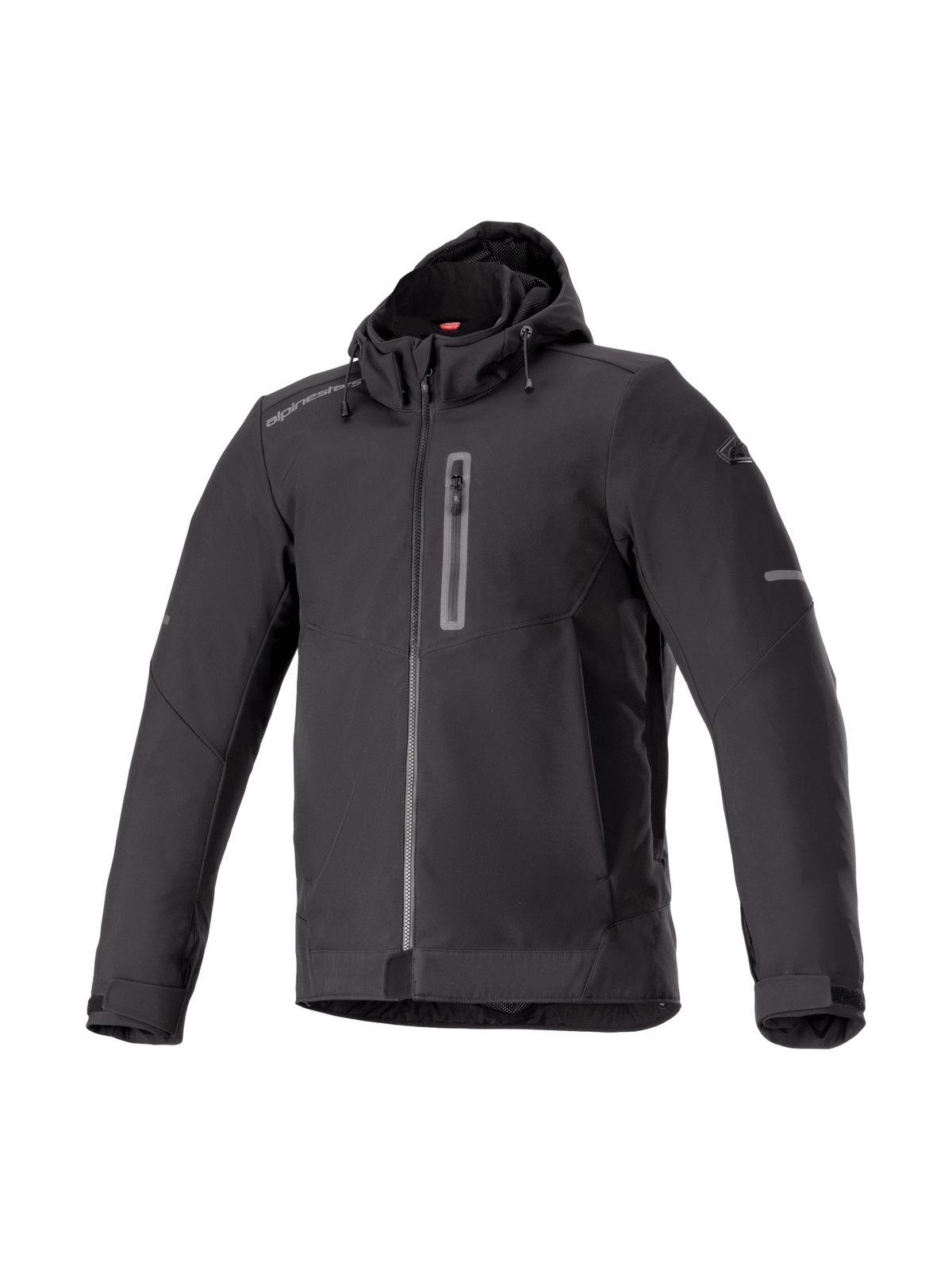 Alpinestars Neo Wasserdichte Kapuzenjacke, schwarze Herren-Motorradjacke aus Softshell, urbaner Stil und Tech-Air Ready.