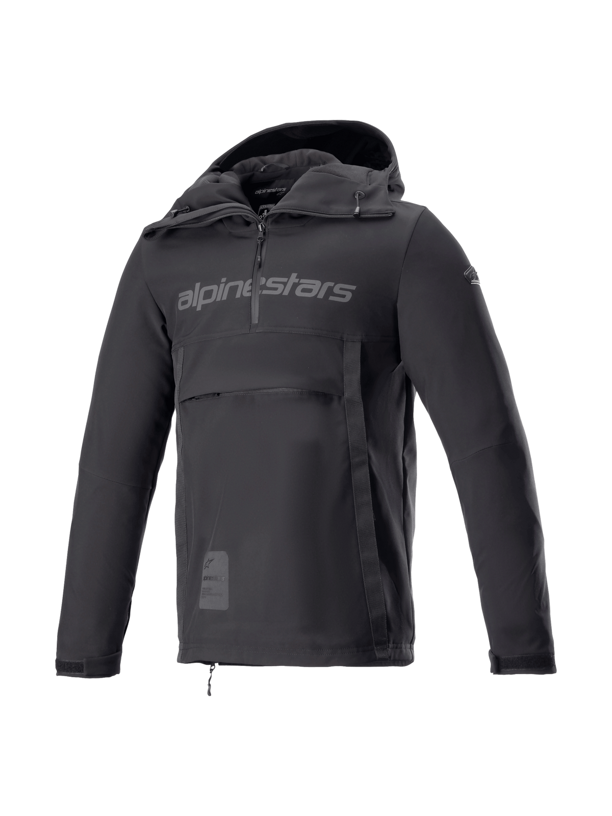 Alpinestars Sherpa Kapuzenjacke, schwarzer Softshell-Motorrad-Anorak für Herren, winddichte Urban Riding Jacke, Tech-Air® Ready.