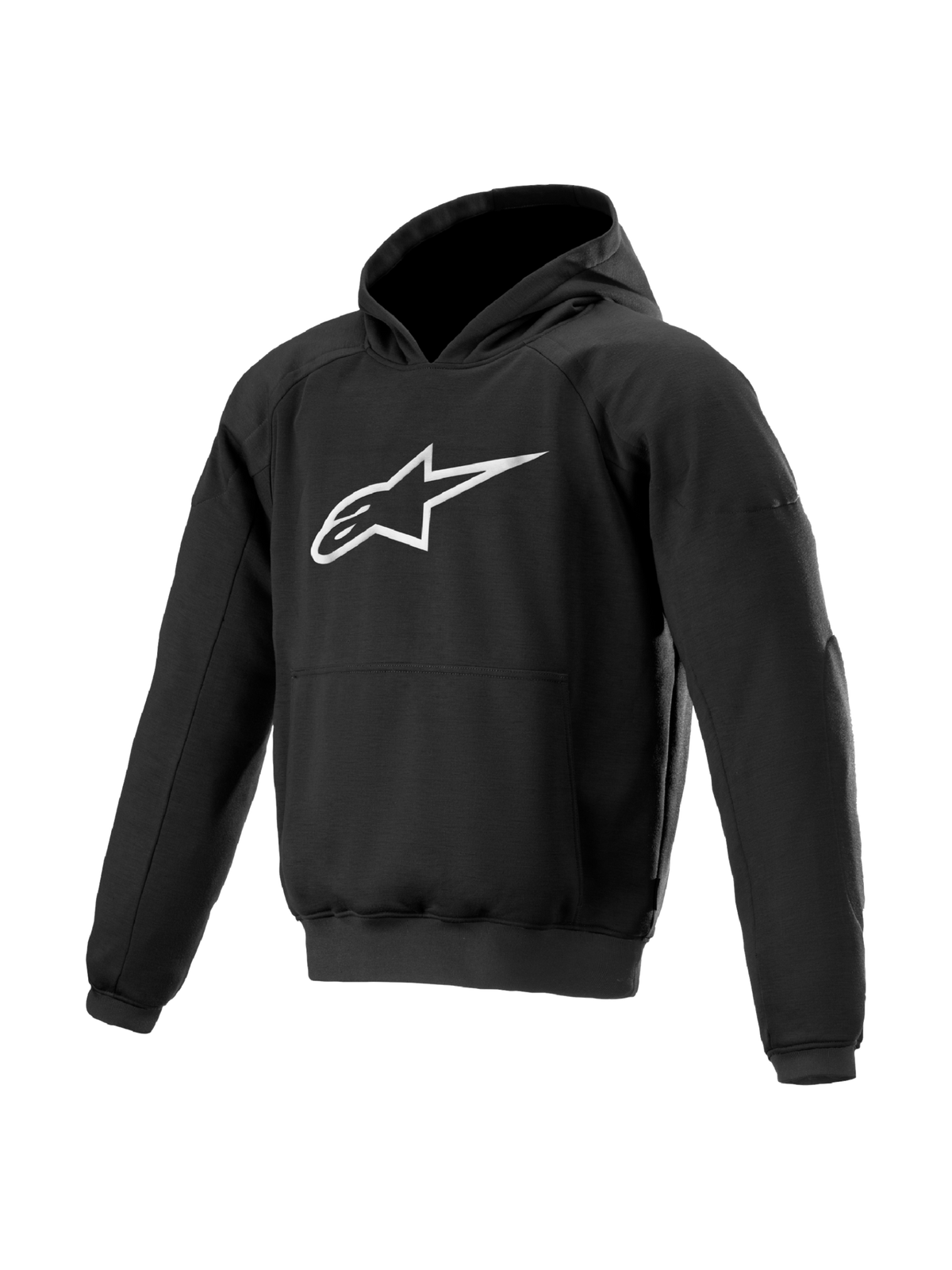 Alpinestars Ageless Hoodie, Men's Black urban motorcycle jacket, textile with protective Nucleon armor.