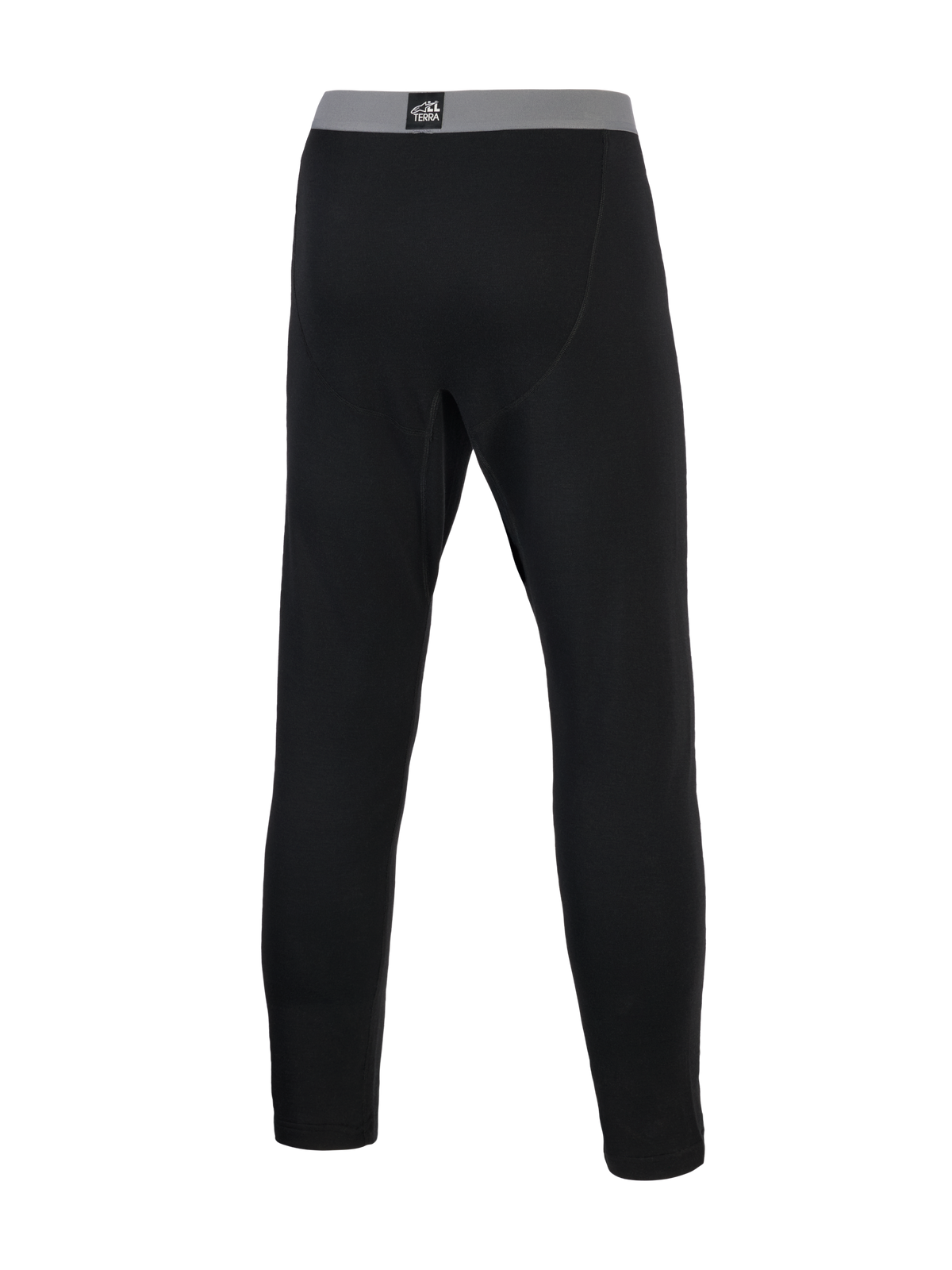 Alpinestars At 8 Merino Bottom basislaag, adventure-motorrad technisch onderstuk, zwart met grijze elastische tailleband met branding, achteraanzicht