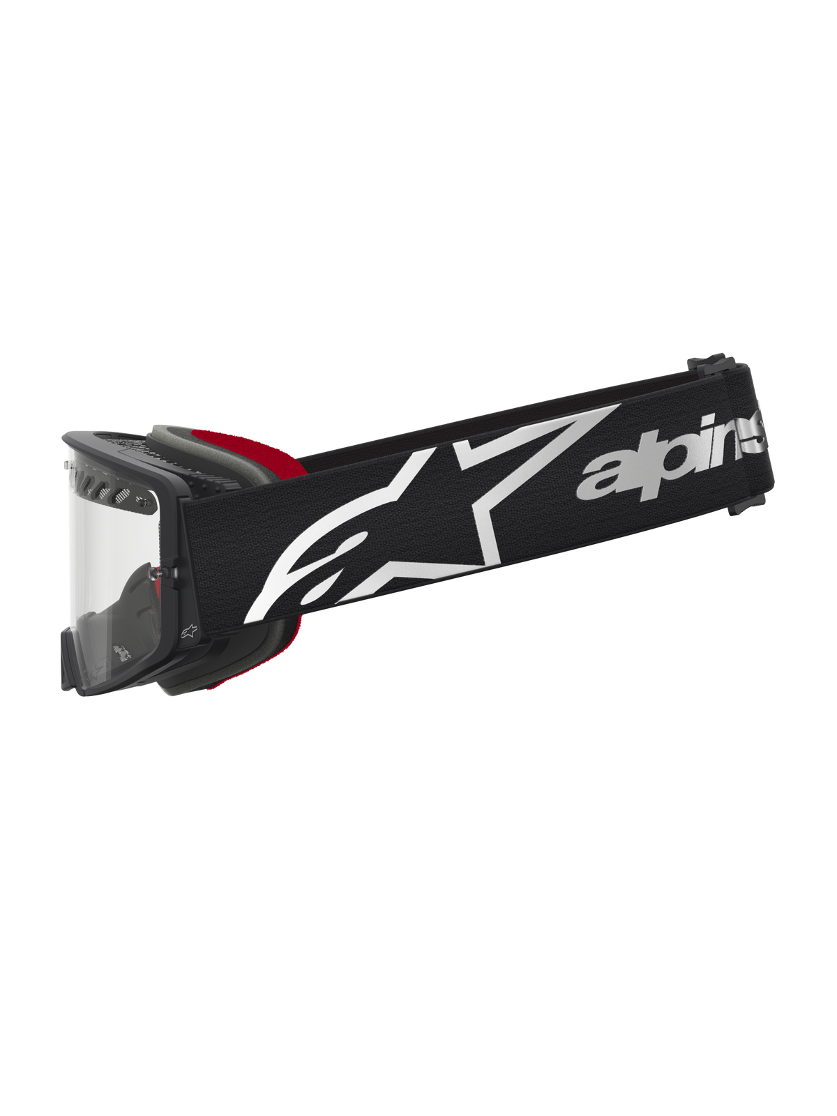 Masque Alpinestars Supertech Dura Air Fluid, noir et rouge avec lentille claire, pour la course de motocross tout-terrain