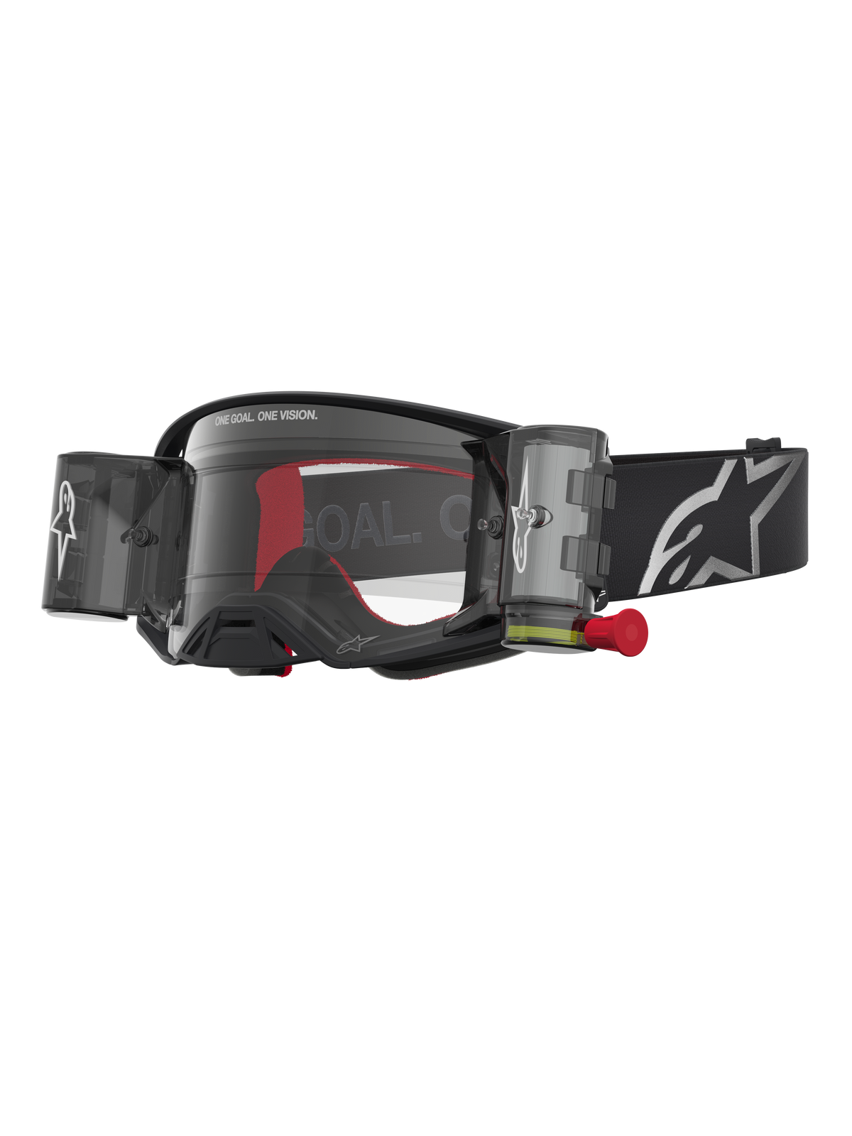 Alpinestars Supertech Firma Roll Off veiligheidsbril, zwart en zilver, roll-off systeem en heldere lens voor motocross.
