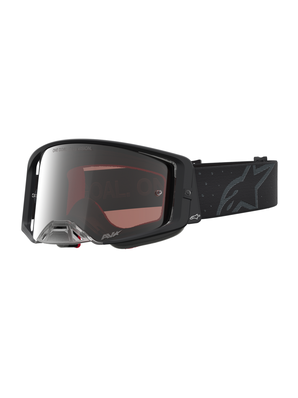 Alpinestars Supertech Cloak Goggles, unisex motocross racing goggles, black and mirror silver, high-grade polycarbonate lens.