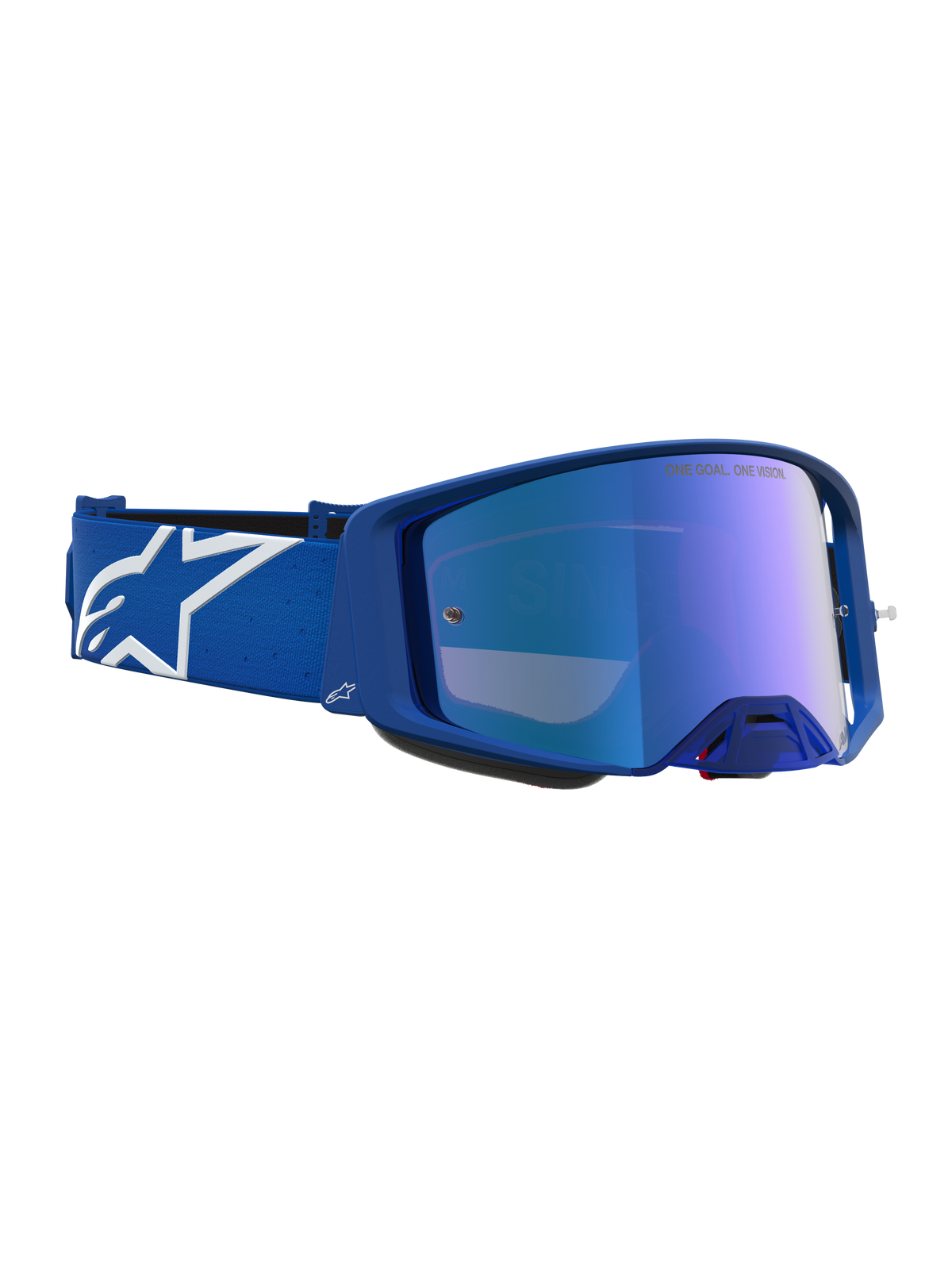 Masque Alpinestars Supertech Vesta, masque de motocross bleu et blanc pour homme, lentille miroir bleue, performance tout-terrain