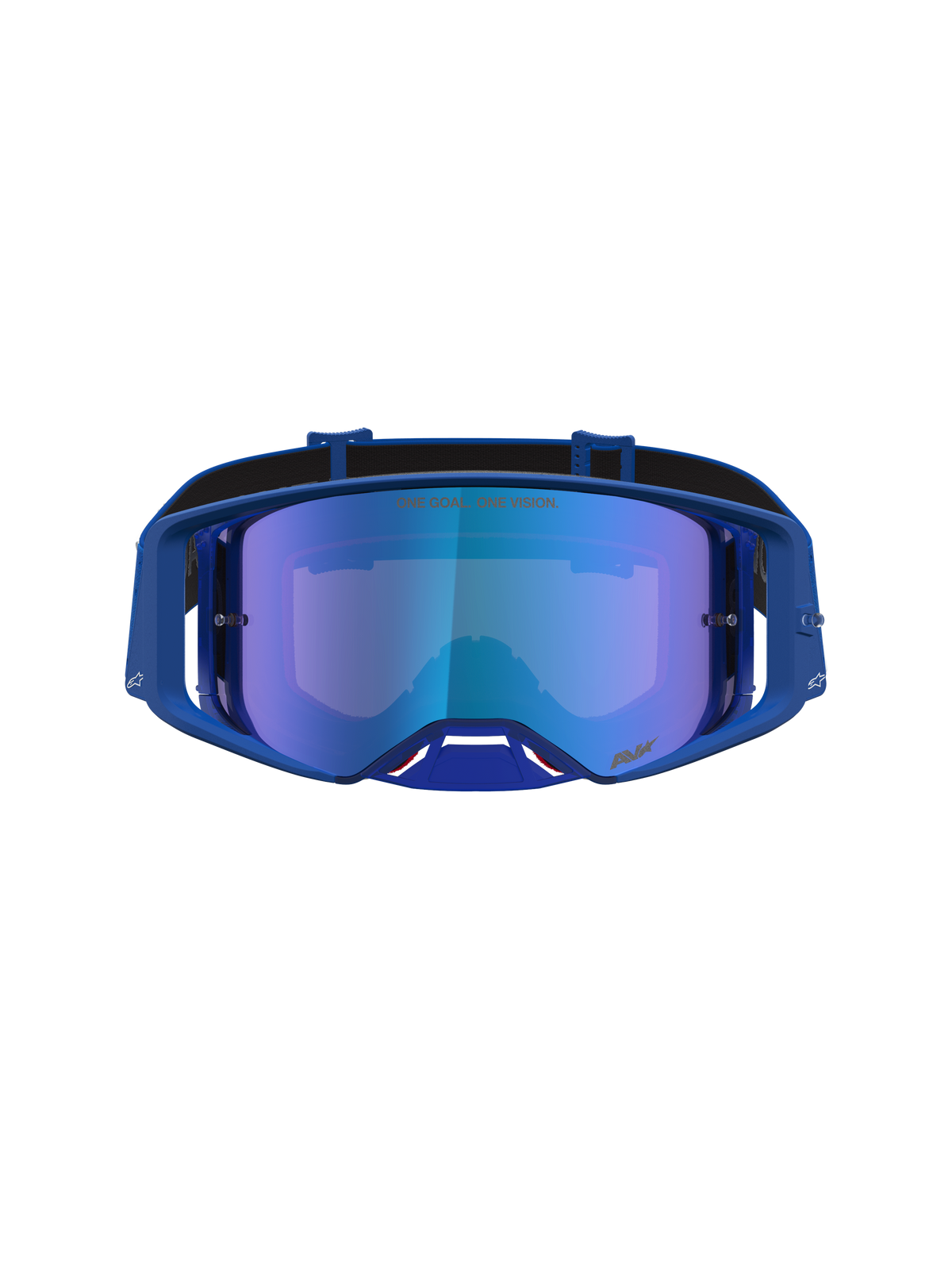 Masque Alpinestars Supertech Vesta, masque de motocross tout-terrain, bleu avec écran miroir bleu et cadre ergonomique