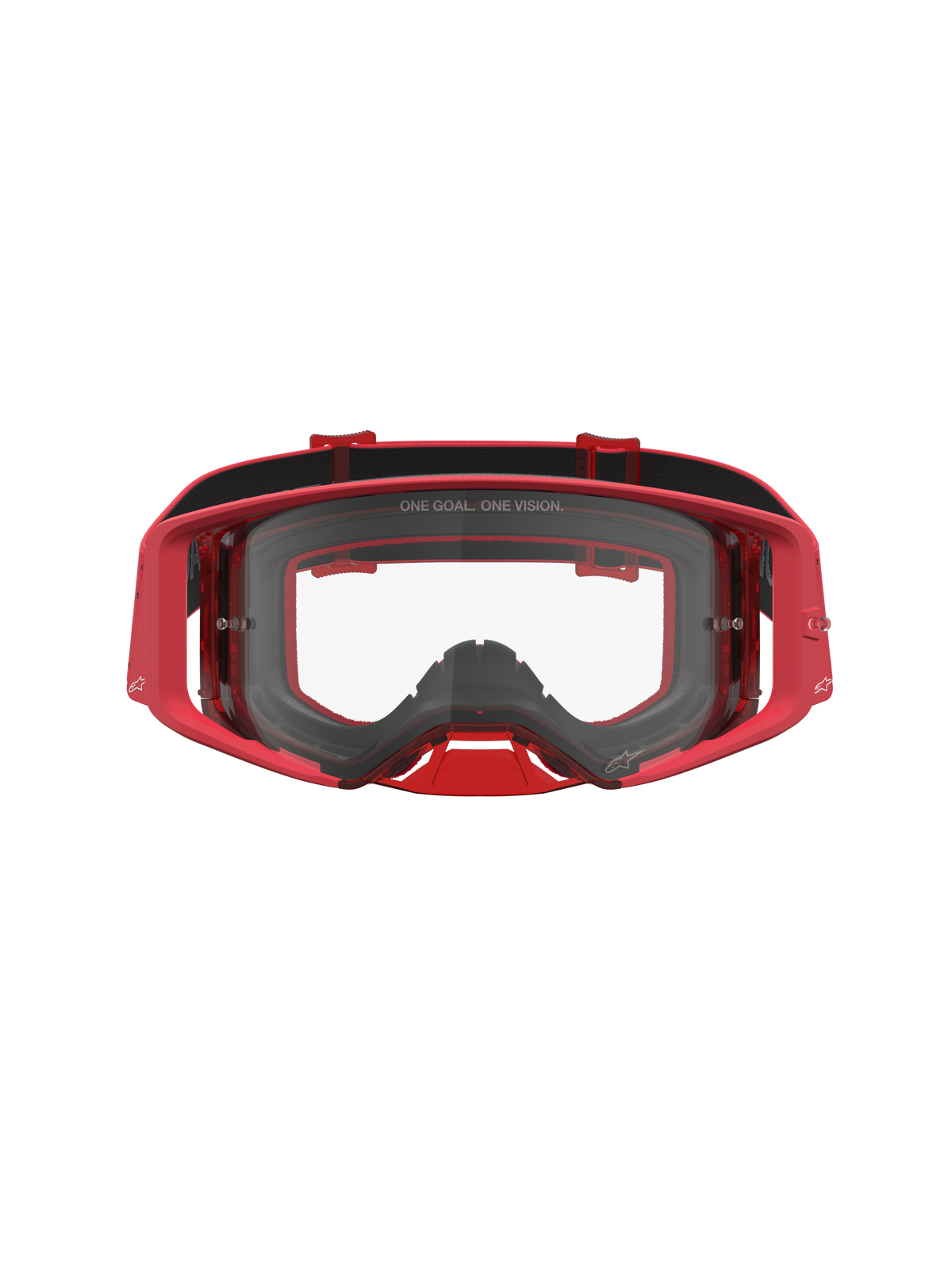 Alpinestars Supertech Vesta, masque de moto pour motocross et tout-terrain, rouge, lentille transparente, champ de vision large et cadre moulé par injection