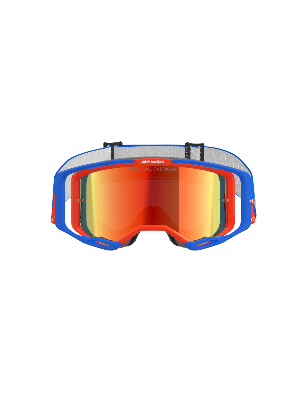 Alpinestars Vision 8 Wordmark Brille, Motocross-Brille, Blau und Orange mit rot verspiegelter Linse, weites Sichtfeld und leistungsstarker A-FLEX-Rahmen für den Offroad-Rennsport
