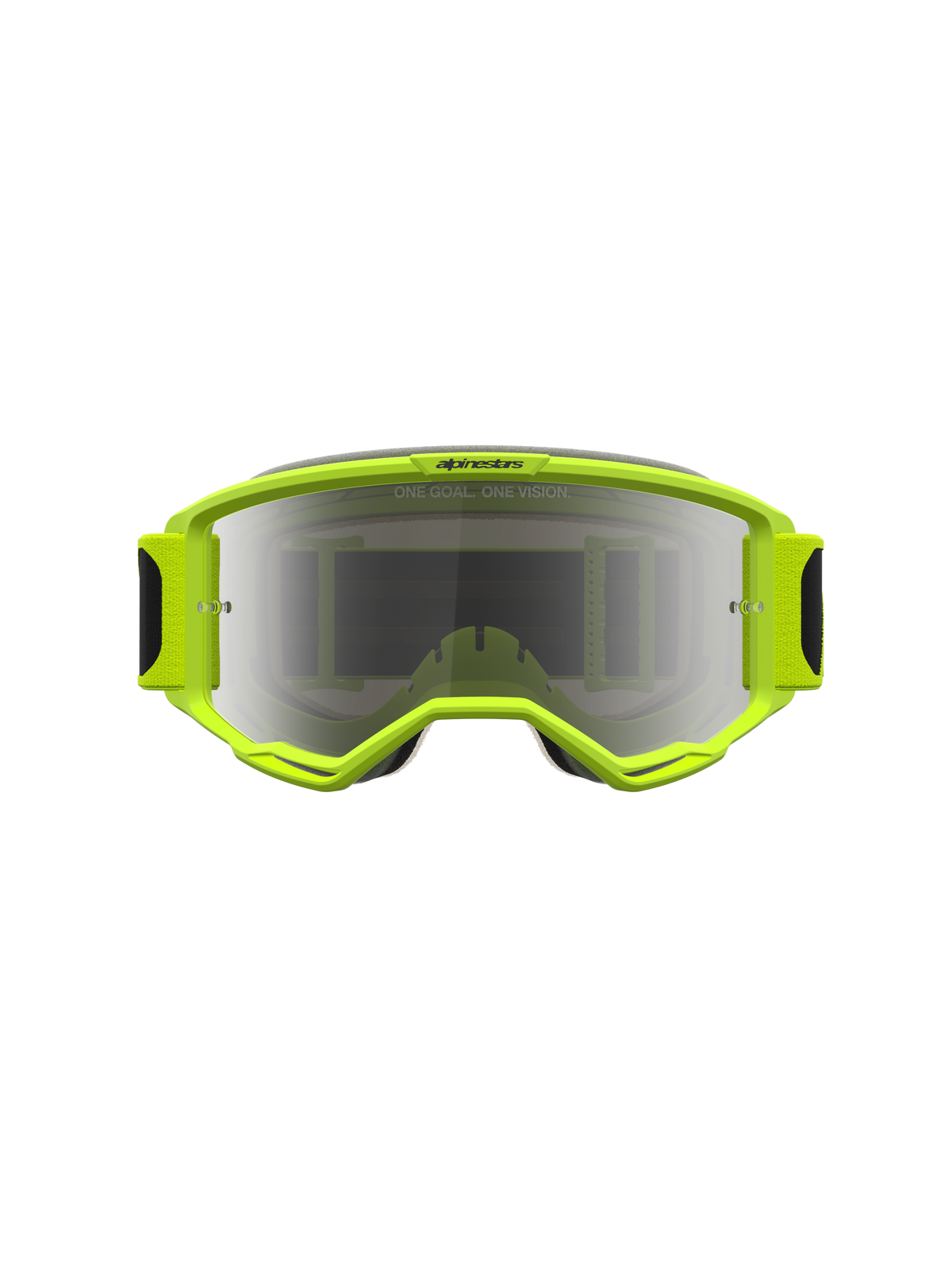 Alpinestars Vision 5 Rora veiligheidsbril, motocrossbril met RAM-AIR ventilatie, geel fluo en zilver, spiegelglas voor off-road.