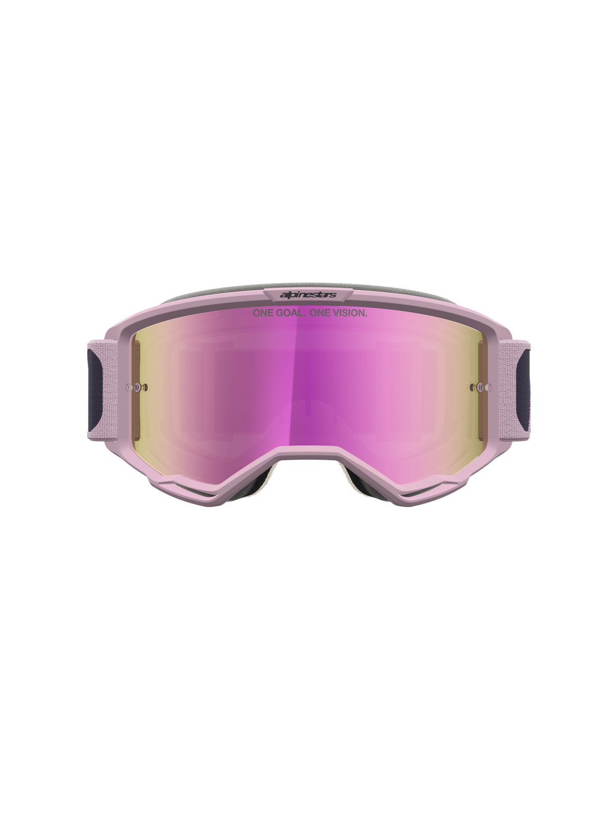 Masque Alpinestars Vision 5 Rora pour motocross, gris et rose, avec écran miroir rose et monture en uréthane A-FLEX.