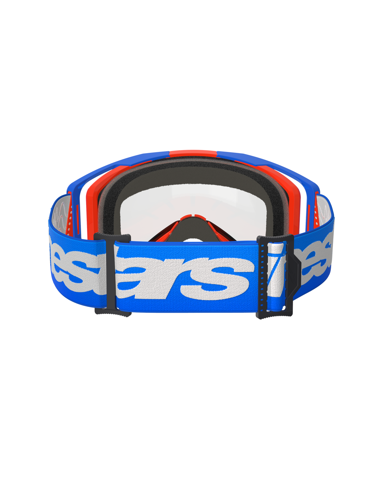 Alpinestars Vision 8 Wordmark Goggles, Motocross-Brille, Blau und Orange mit klarer Sichtscheibe, breites blaues Band mit weißem Alpinestars-Branding, Hochleistungs-Augenschutz für den Offroad-Rennsport