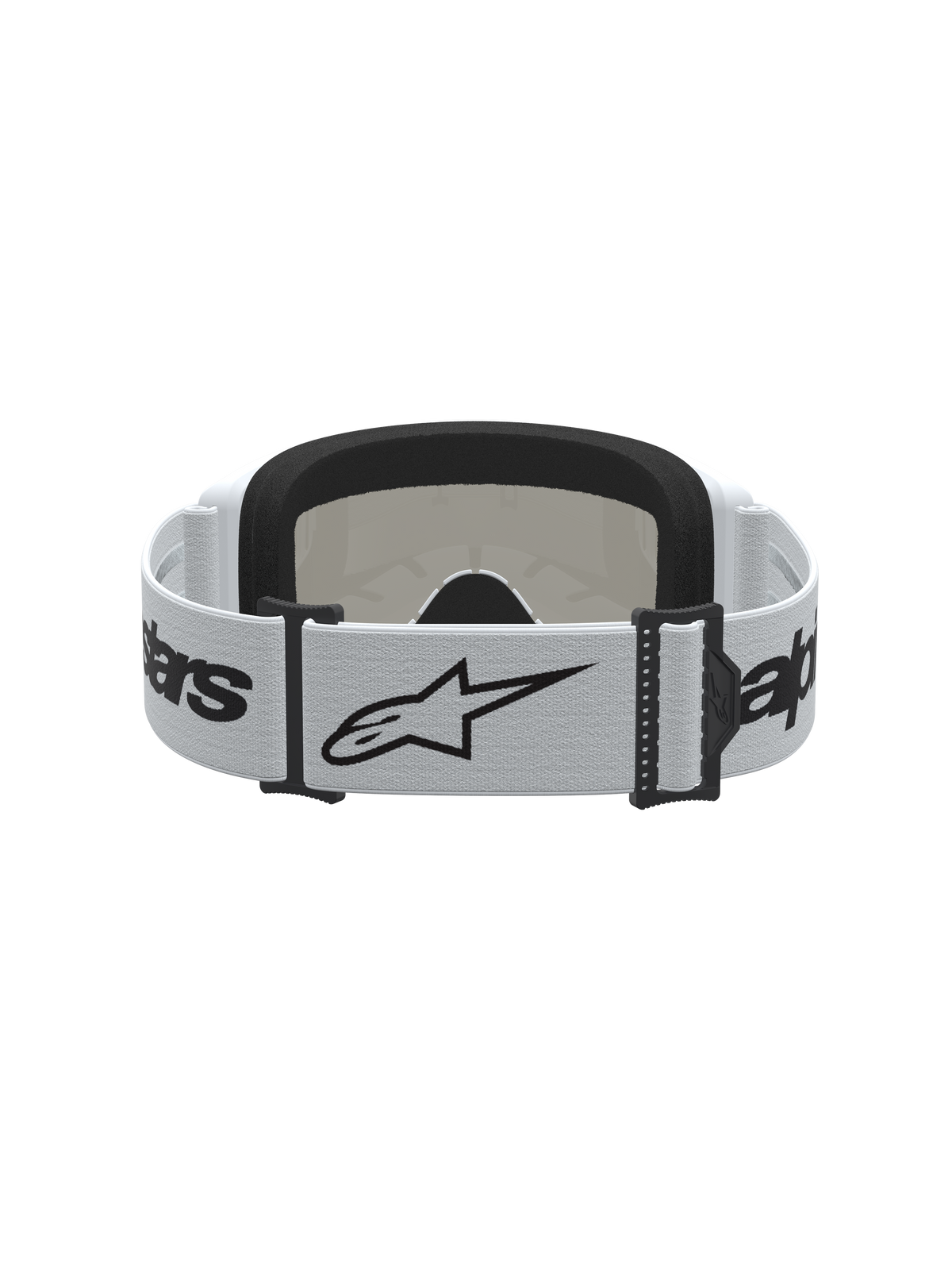 Alpinestars Vision 3 Wordmark Mirror veiligheidsbril, wit-zwarte motocrossbril met sterlogo en zacht gezichtsschuim.