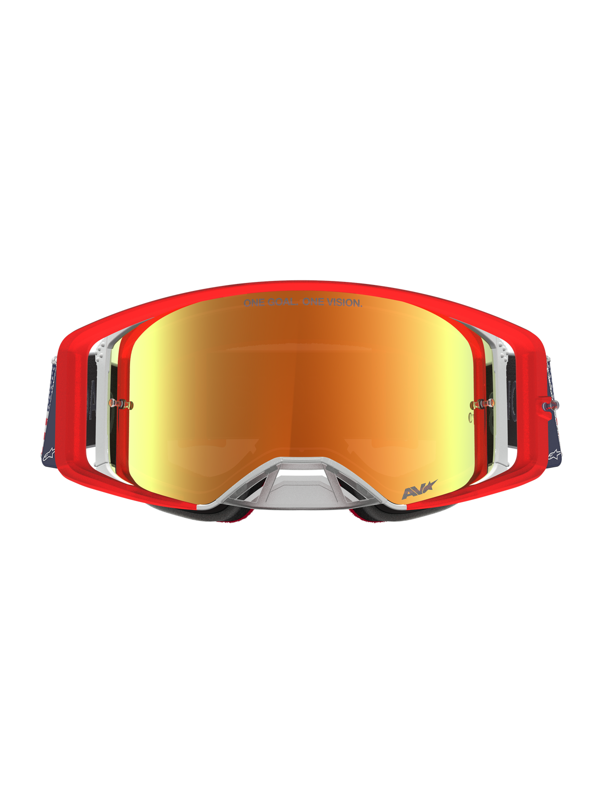 Alpinestars Limited Edition Supertech Fiftyfold veiligheidsbril, motocrossbril, rood en blauw, met reflecterende rode spiegellens